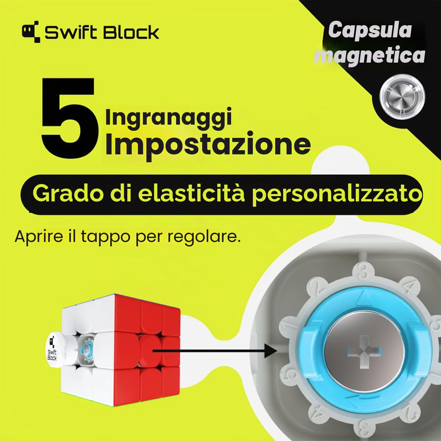 355S 3x3 Magnetico Speed Cube, Cubo Magico Professionale Originale con 48 Magneti, Rapida e Fluida Rotazione Elasticità Regolabile Solido Resistente per Bambini e Adulti