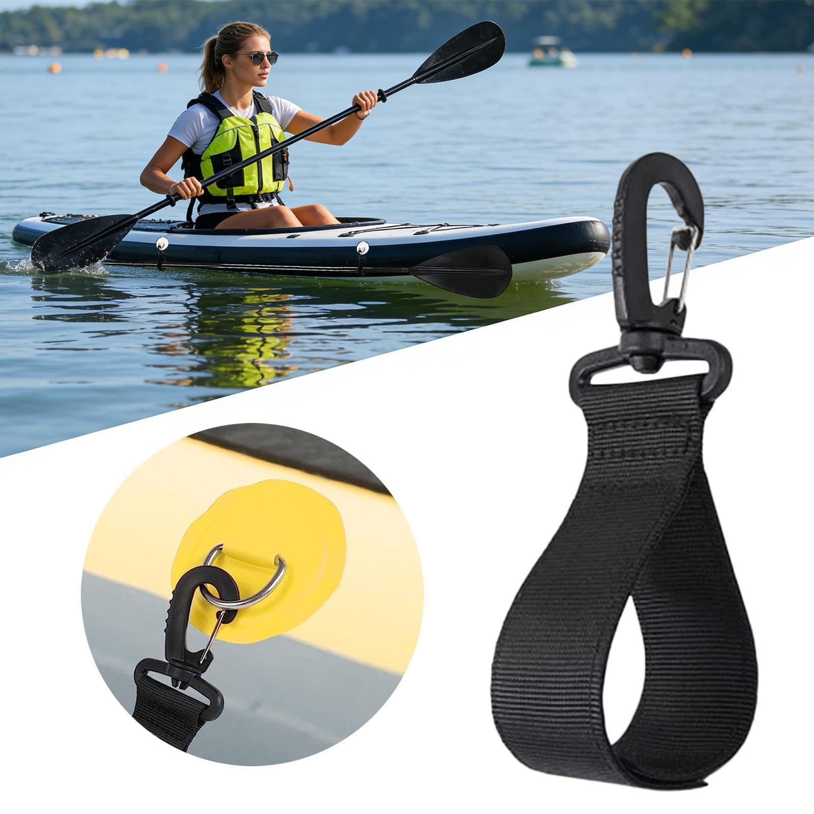 Fascette per pagaia da kayak, 4 pezzi, fissaggio con morsetto per pagaia da barca, supporto per bastone da kayak, per mare, spiaggia, fiume, lago, bordo mare, canoa, barca, escursionismo acquatico