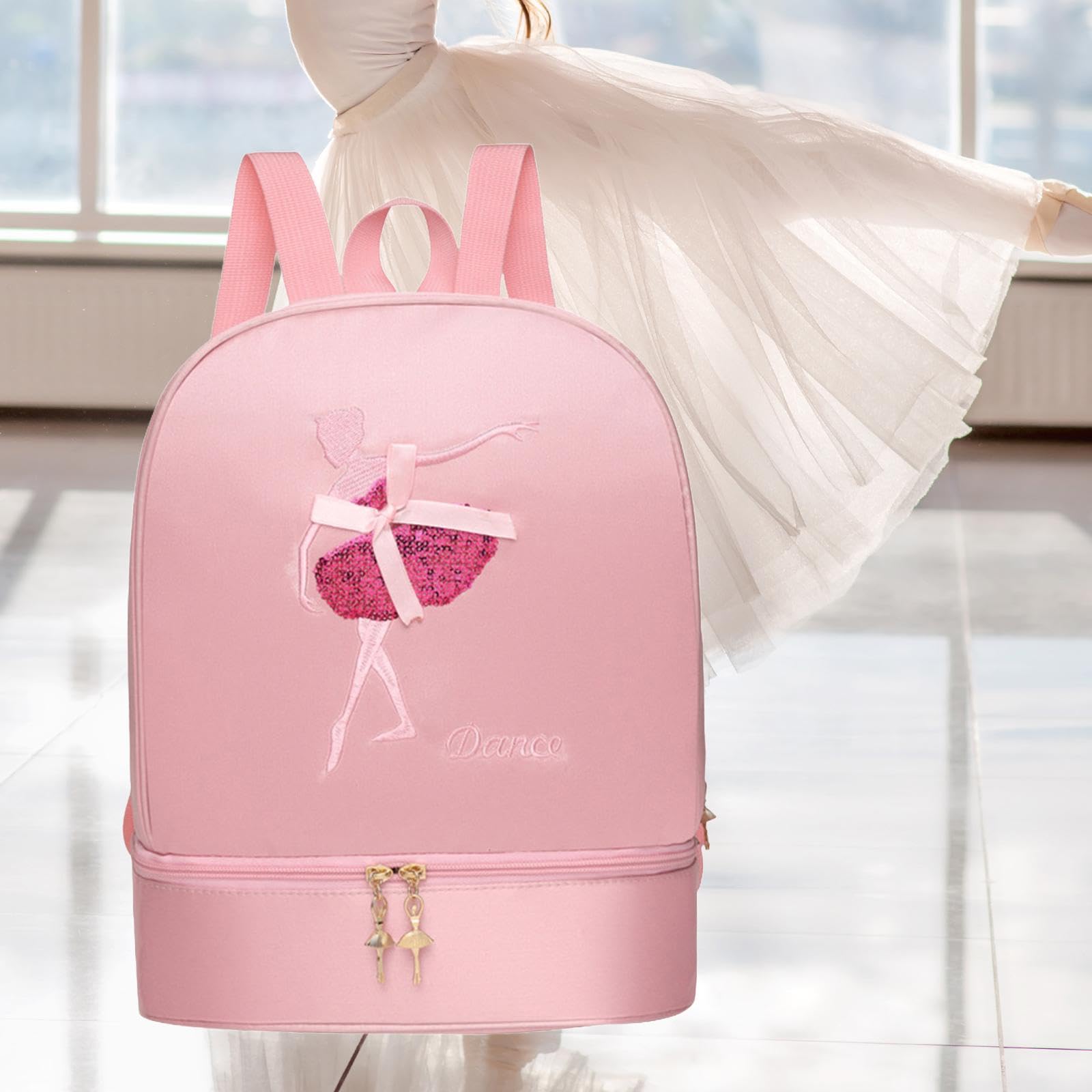 Oshhni Sac à Dos de Danse de Ballet, Sac de Ballerine pour Filles, Sac à Main décontracté, Sac de Danse de Ballet avec Compartiment à Chaussures pour la, Rose B