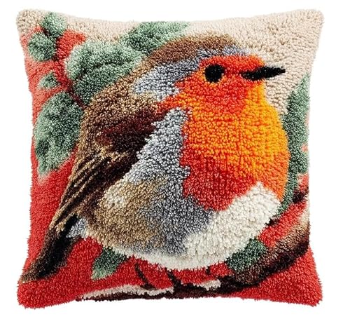 Taxpy DIY Latch Hook Throw Pillow Cover Robin 17X17In