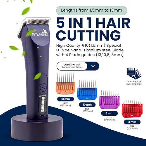 Miniatura 6 de My Pet Command Cortadora profesional de aseo para perros, recortadora de pelo inalámbrica, motor sin escobillas, kit resistente para perros,
