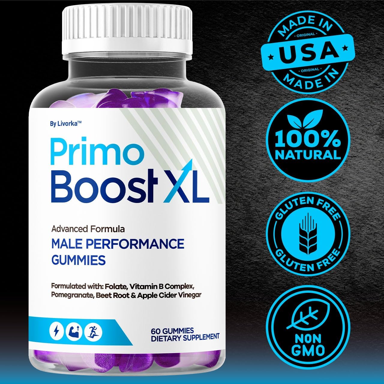 (5 Pack) Primo Boost XL Gummies - Official PrimoBoost XL Advanced Premium Supplement for Men Support - Maximum Strength, Natural Primo BoostXL for Overall Health & Wellness, 300 Gummies for 5 Months - Image 5