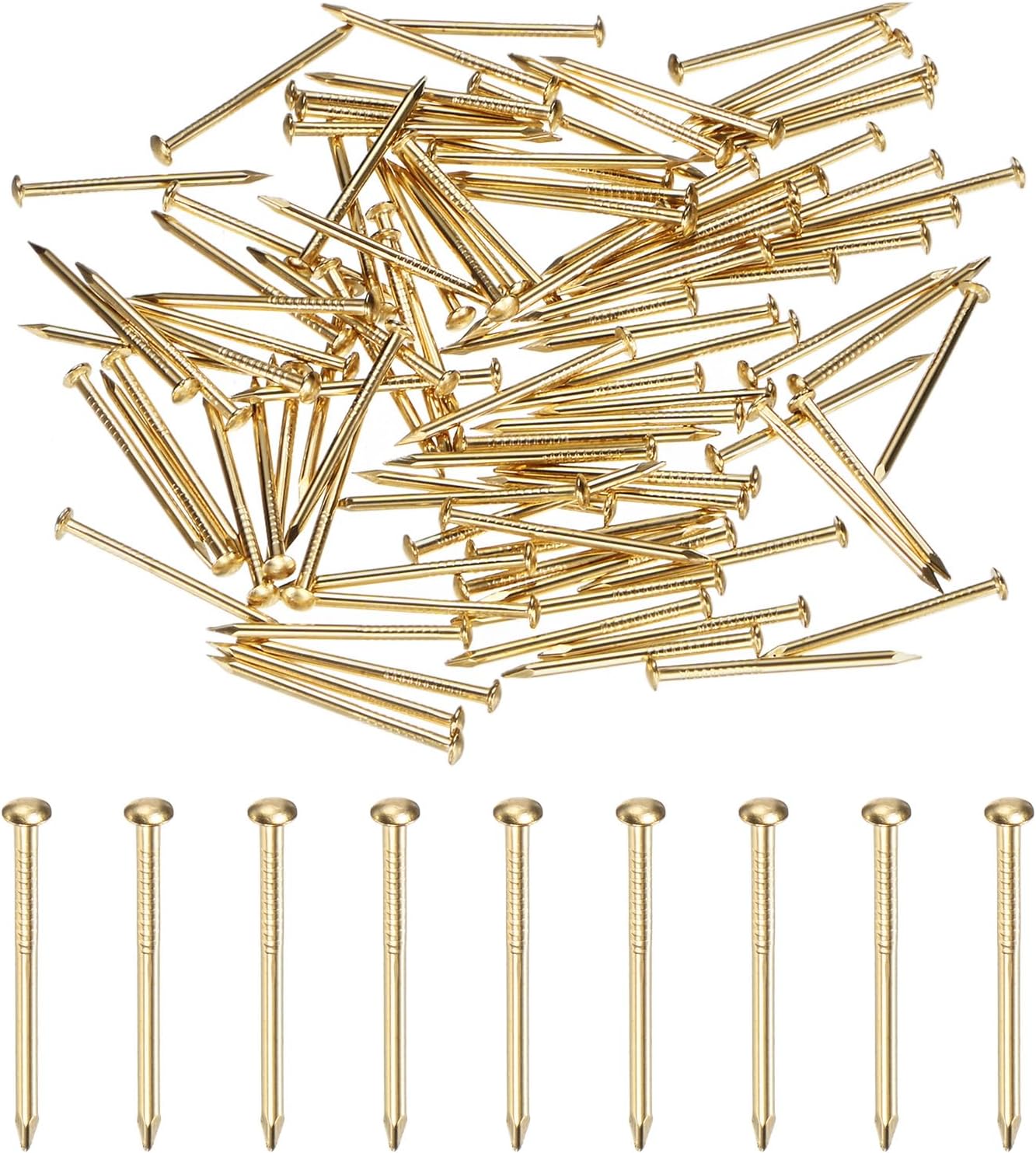 100-Pack Small Tiny Nails, 1.2mm x 20mm Brass Precision MIni Nails Hardware Round Head for Wooden/DIY Crafts Decorative/Household Accessories/Picture Hanging
