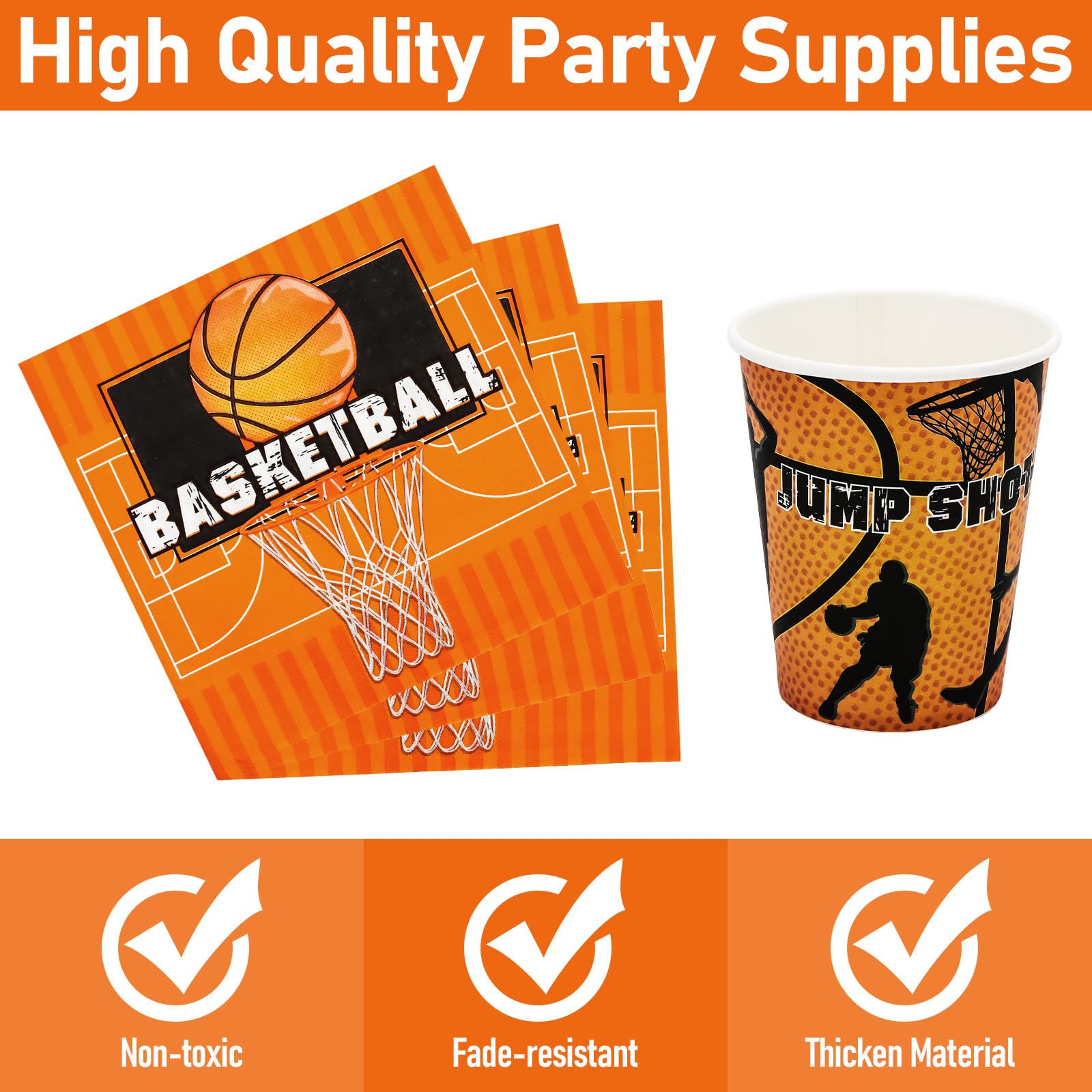 96 pezzi NBA Basket Stoviglie Accessori con piatti di carta Tazze e tovaglioli per NBA Sport Temed Compleanno Baby Doccia Decorazioni