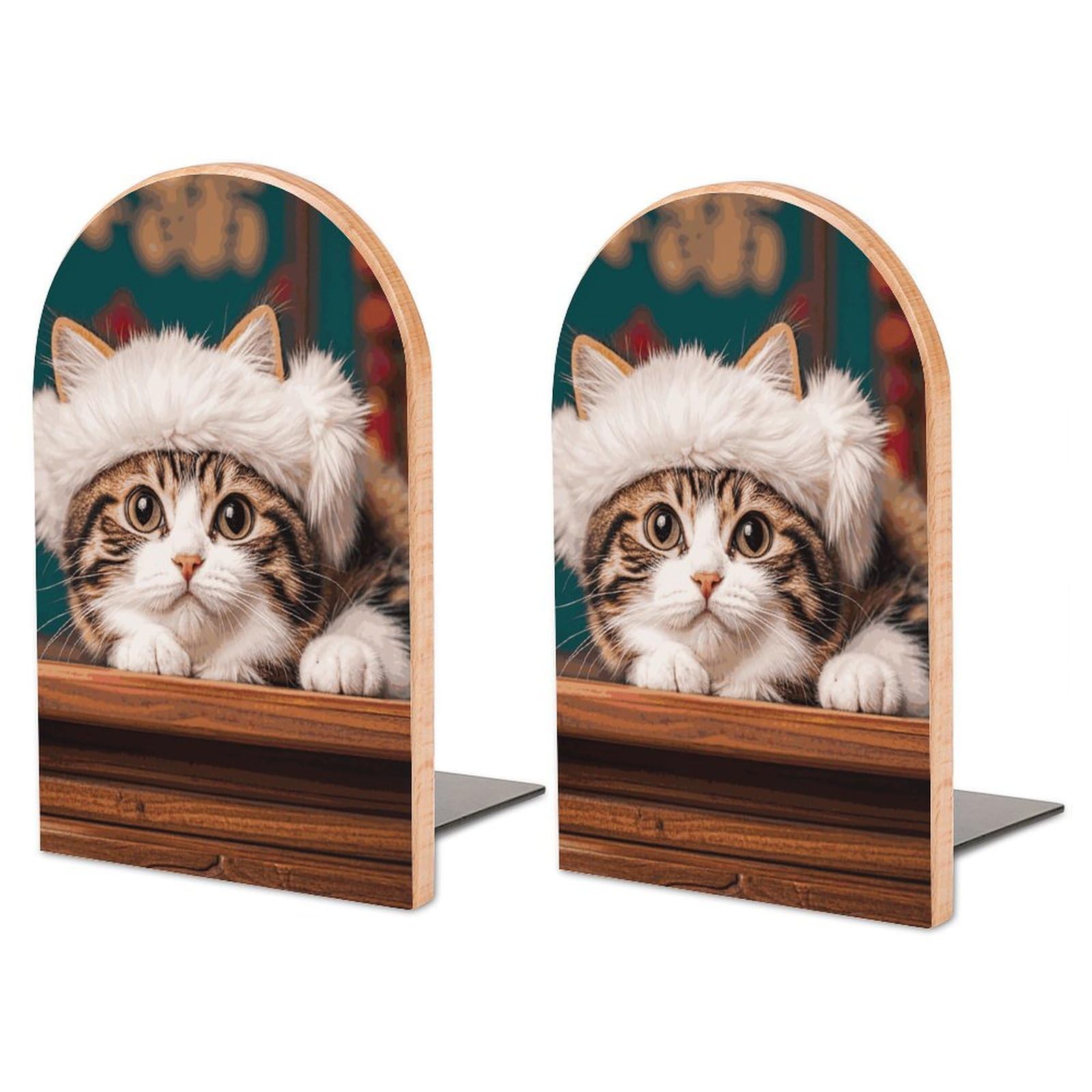 Serre-livres chaton avec chapeau pour décorer un bureau ou une chambre