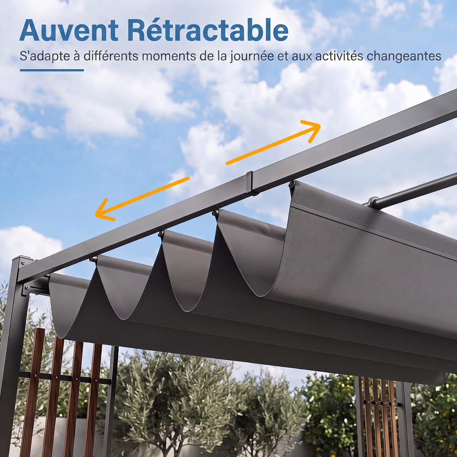 COSTWAY Pergola Tonnelle Jardin 2,3x2,3M, pour Terrasse Extérieure, Gris (sans Étagères)