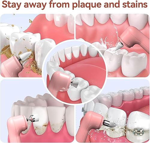 Miniatura 7 de Pulidor de dientes eléctrico profesional con 5 modos de limpieza, IPX6 impermeable USB recargable, para adultos y niños