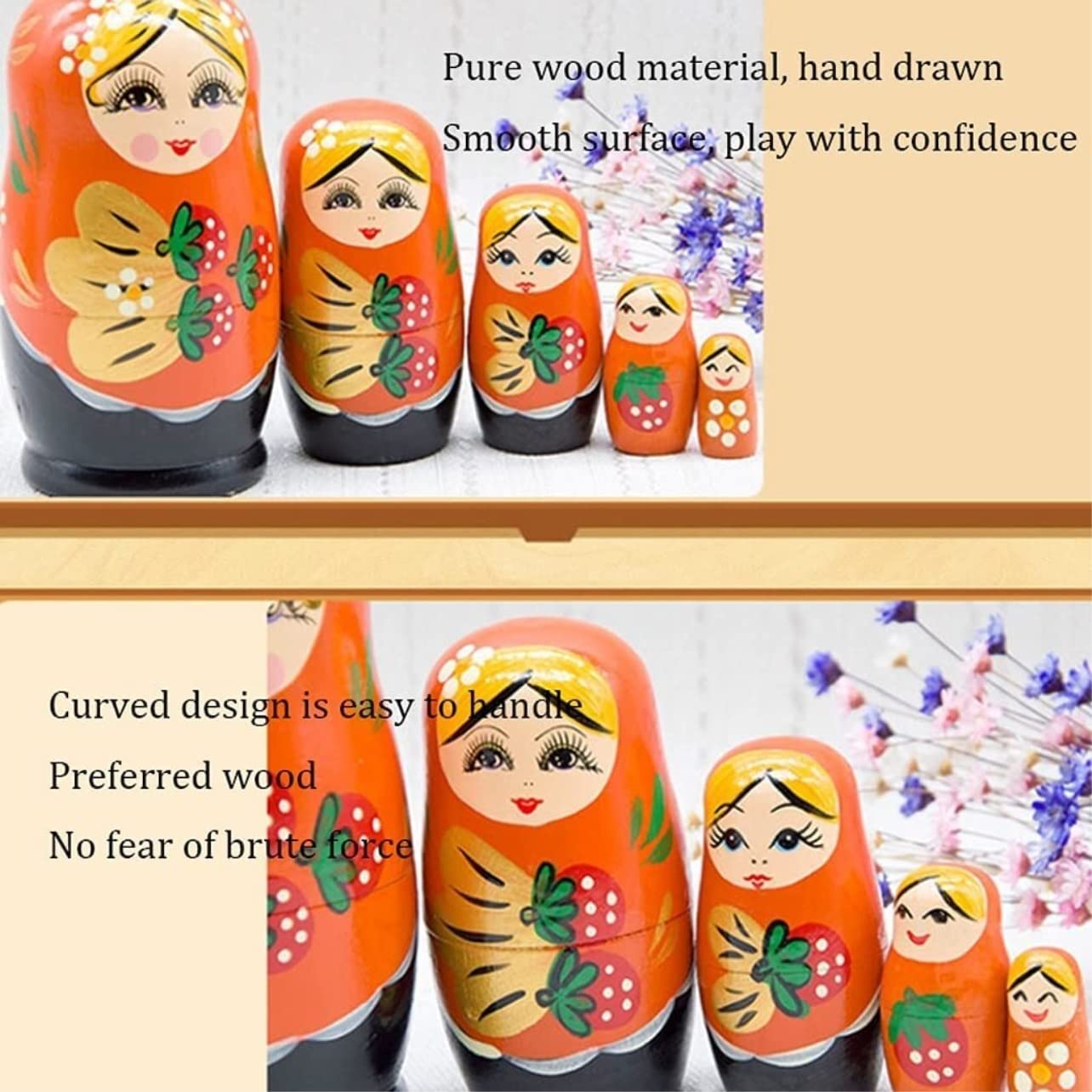Matrioszka 5 Sztuk Matryoshka Drewniane Gniazdowania Lalki Home Decor Kolekcja Ładny Styl Ręcznie Malowane Układanie Lalek Prezenty Świąteczne Zabawki Układania