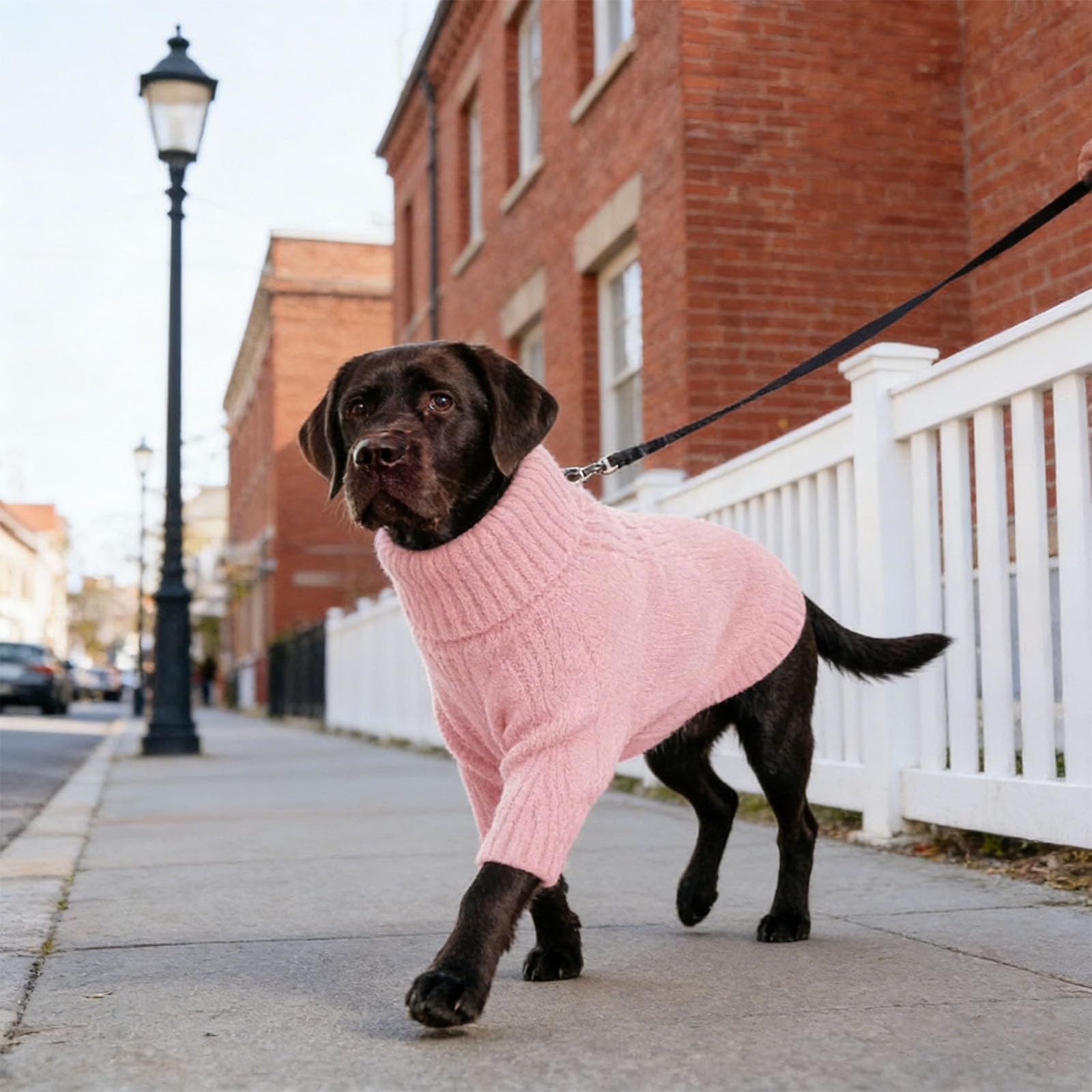 Pull pour chien en tricot thermique - Grand pull à col roulé - Pour chiens extra grands - Élastique - Vêtement pour chien par temps froid (rose, XXXXXL)