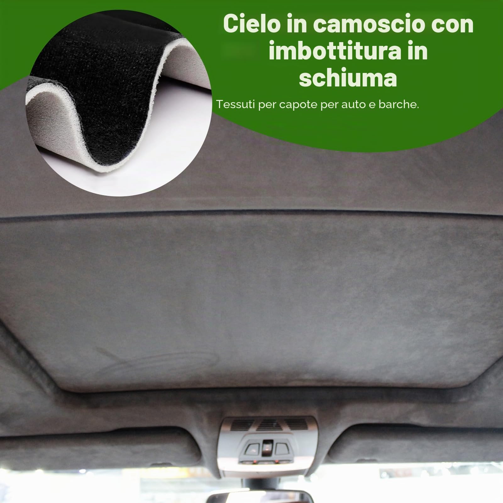 ACESOME Tessuto per Cielo Tetto, Spessore 4 mm, Tessuto Rivestimento Interno Auto, Riparazione di Tessuto in Pelle Scamosciata, Accessori per Interni Auto, Nero, 150 x 250 cm