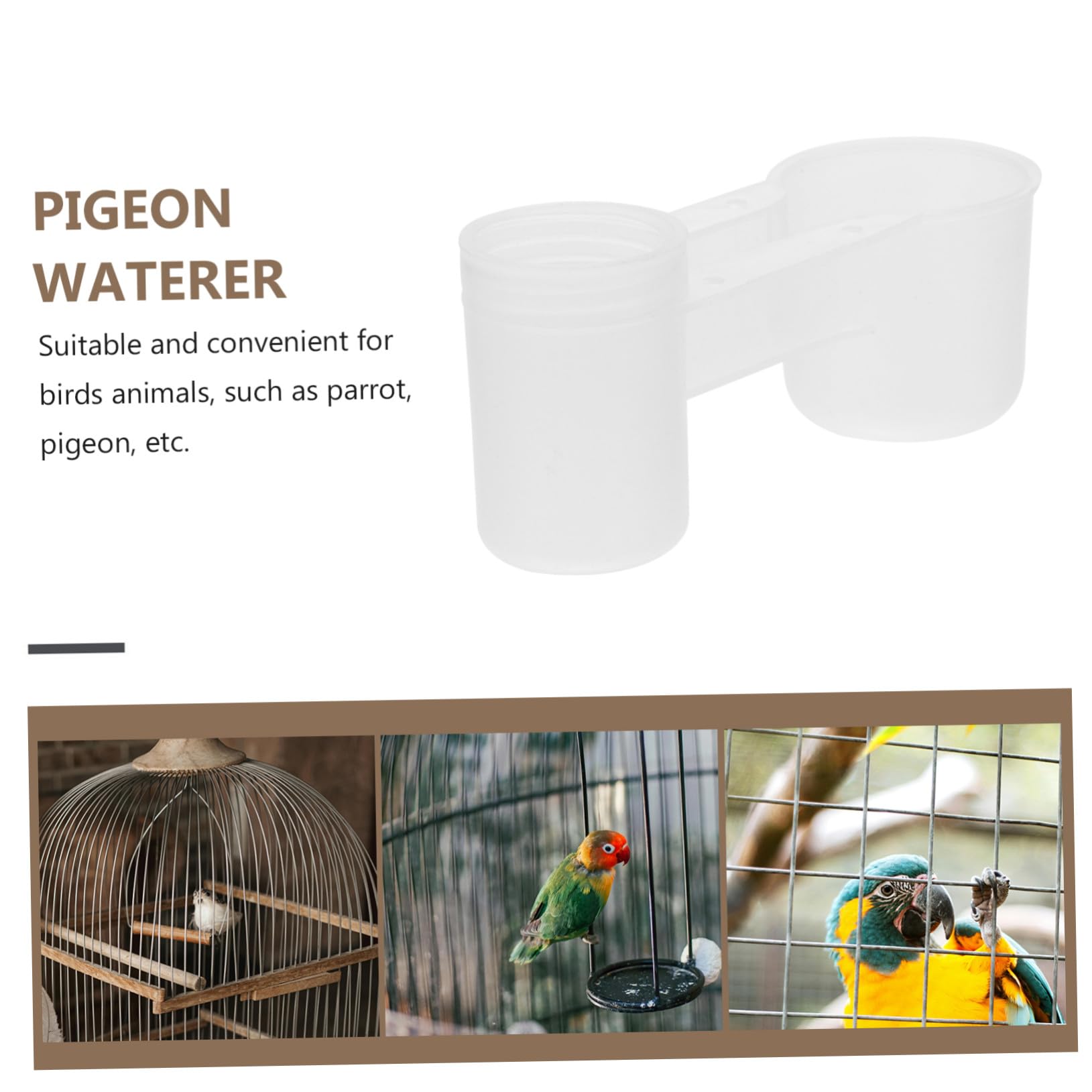 UPKOCH Distributore D'acqua per Uccelli Doppia Bocca 10 Pezzi in Plastica Bianca, Facile da Pulire e Resistente, per Pappagalli e Uccelli in Casa o Negozio per Animali