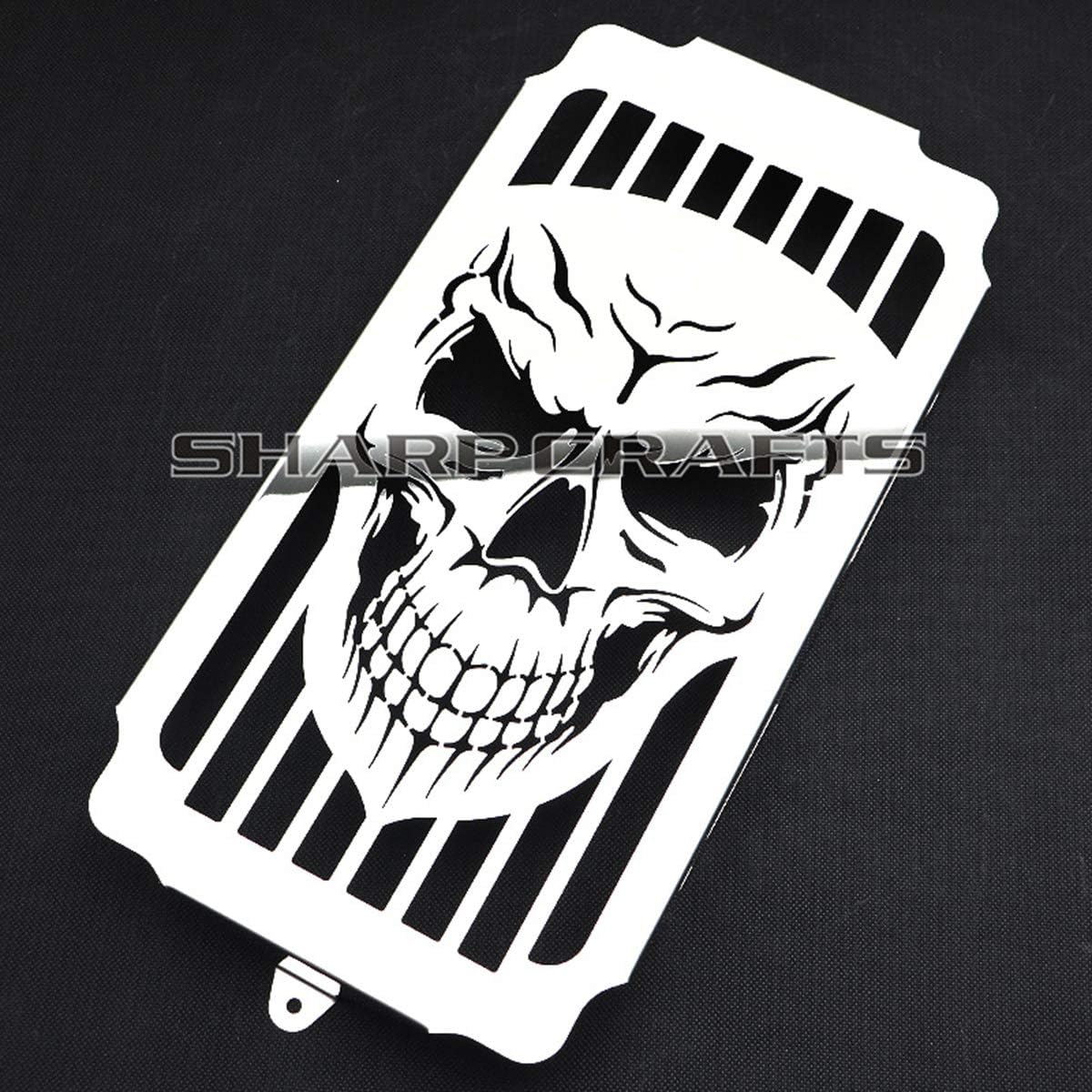 Skull Motorcycle Steel Chrome Skull Radiator Grill Cover Guard Protector For Honda Shadow Spirit VT1100 1987-2005 2006 2007 Chrome