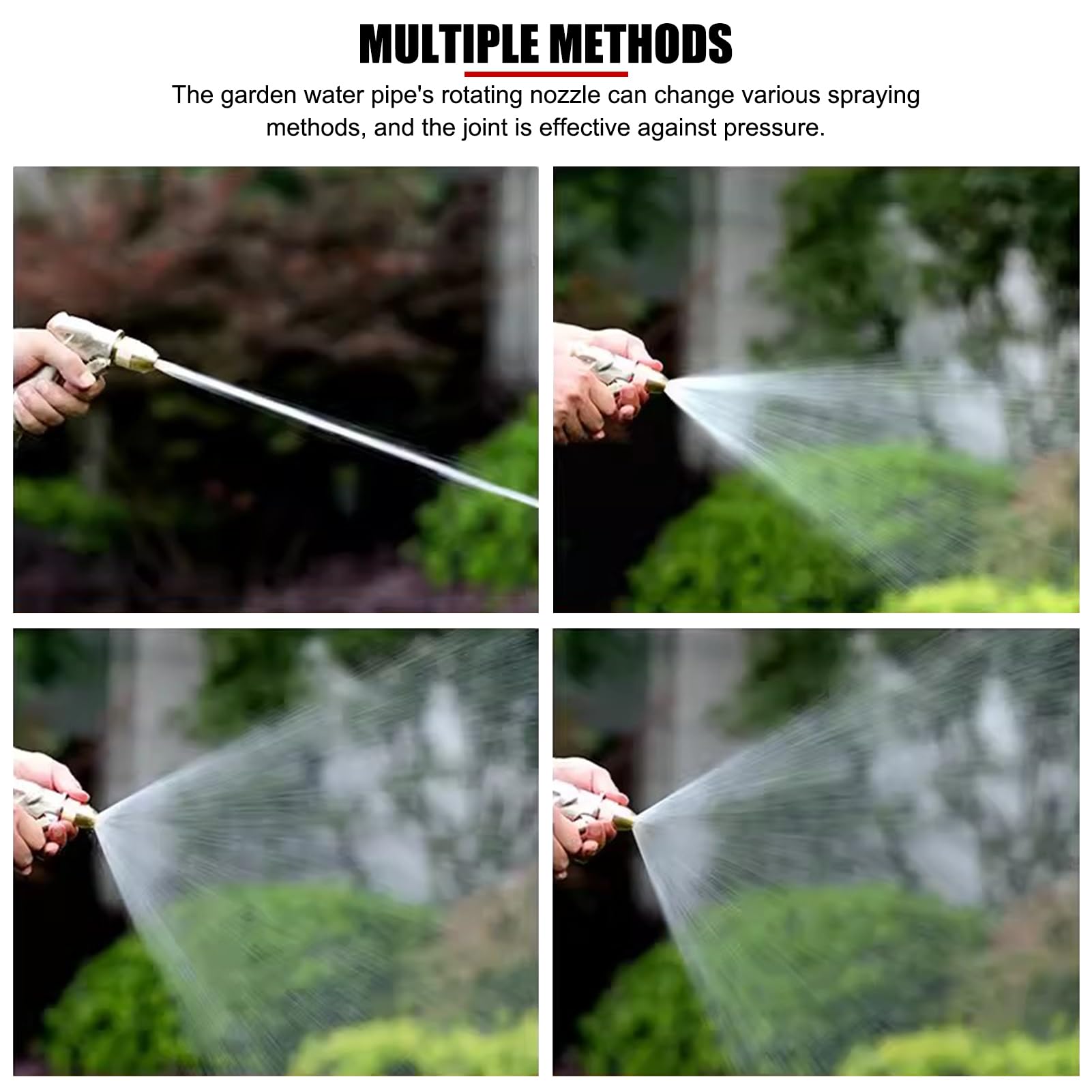 Manguera de jardín extensible de 50 pies, con pistola rociadora de metal, conectores de latón macizo de 3/4 pulgadas, manguera de agua flexible ligera y sin torceduras, para regar plantas, lav