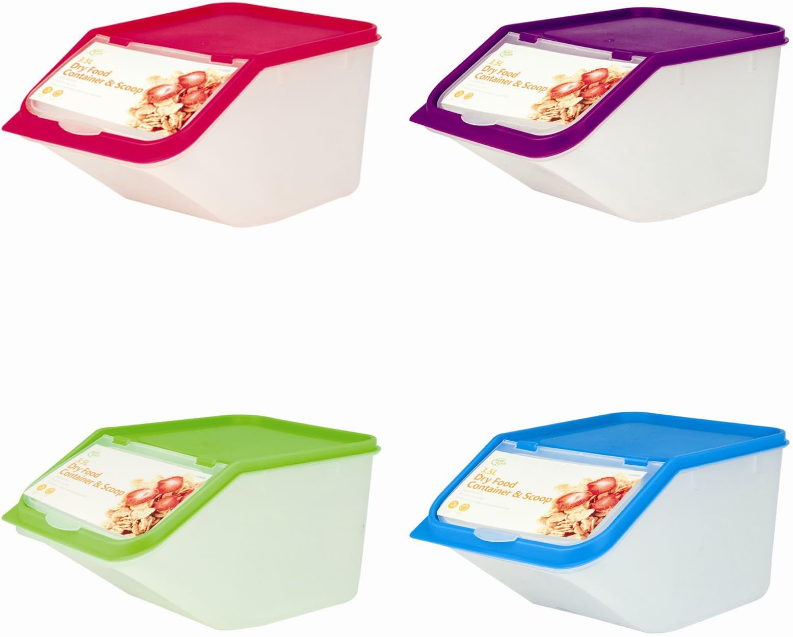 3.5 Litre Dry Food Keeper with Scoop Pack of 4