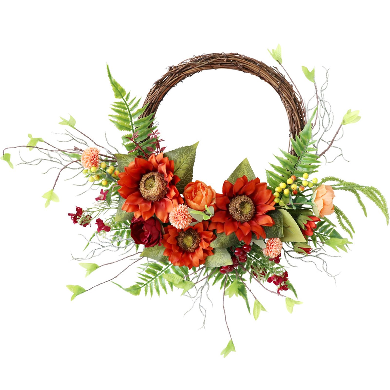 Thanksgiving Wreath Autumn Harvest with Welcome for Inside Outside, Artificial Flower for Inside Outside Home Courtyard Ornament