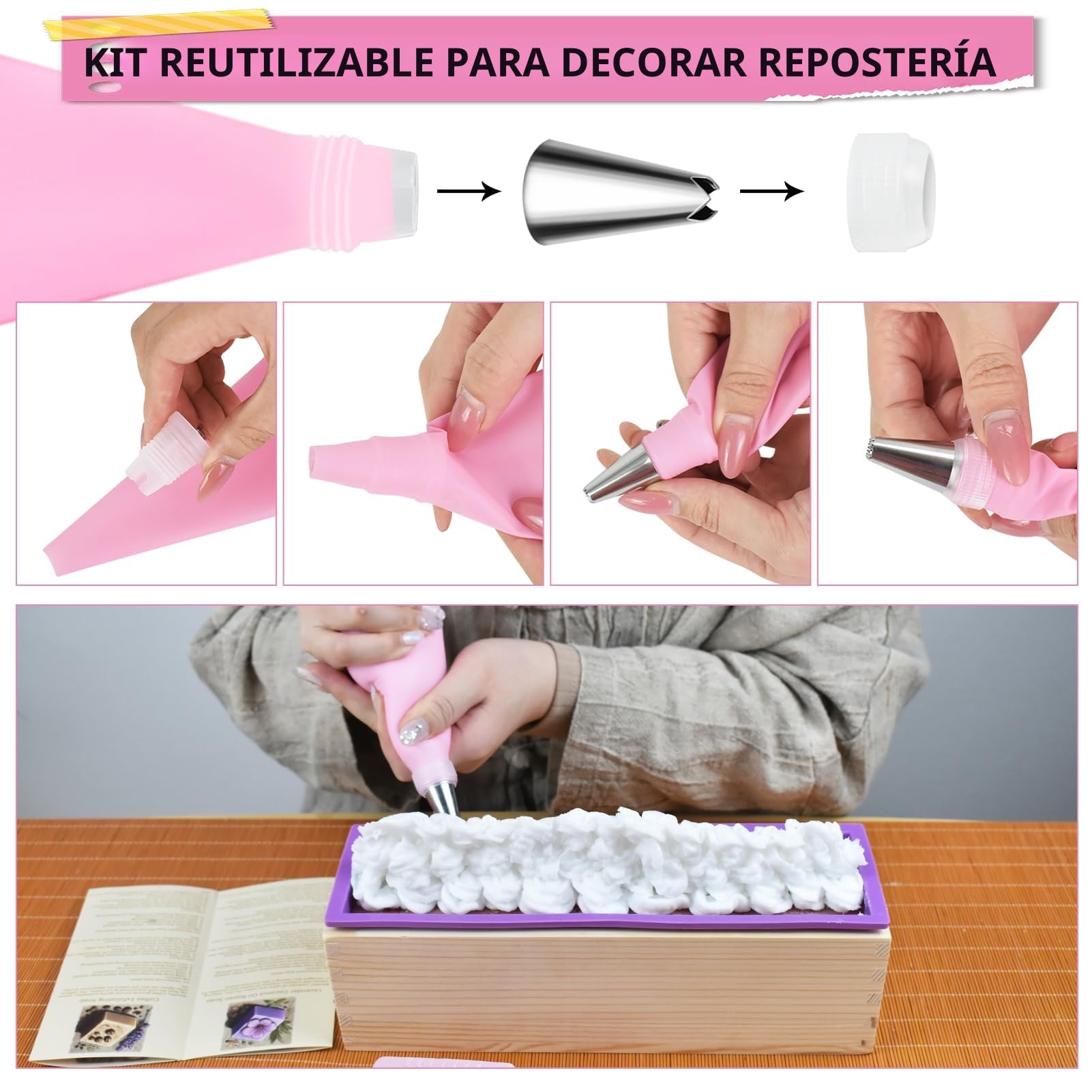 Artcome Kit completo de fabricación de jabón, suministros completos para hacer jabón con molde de silicona de 42 onzas, herramientas de corte de madera, moldes de panal, tazas medidoras y más para