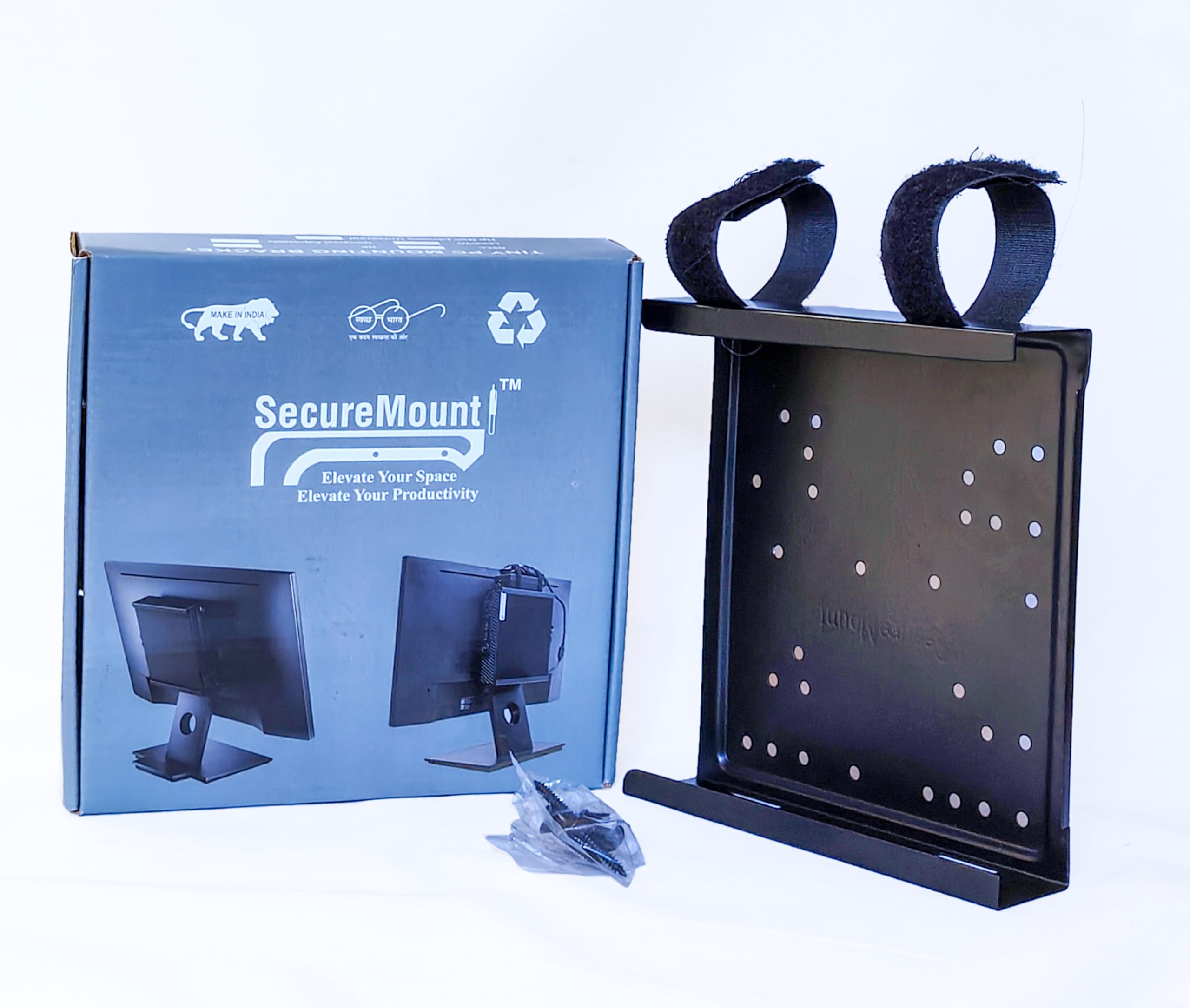 SecureMount Vesa Bracket with Adaptor Holding Straps ( Compatible with Hp / Dell / Lenovo ) ( Monitor - Under Desk & Wall Mount)