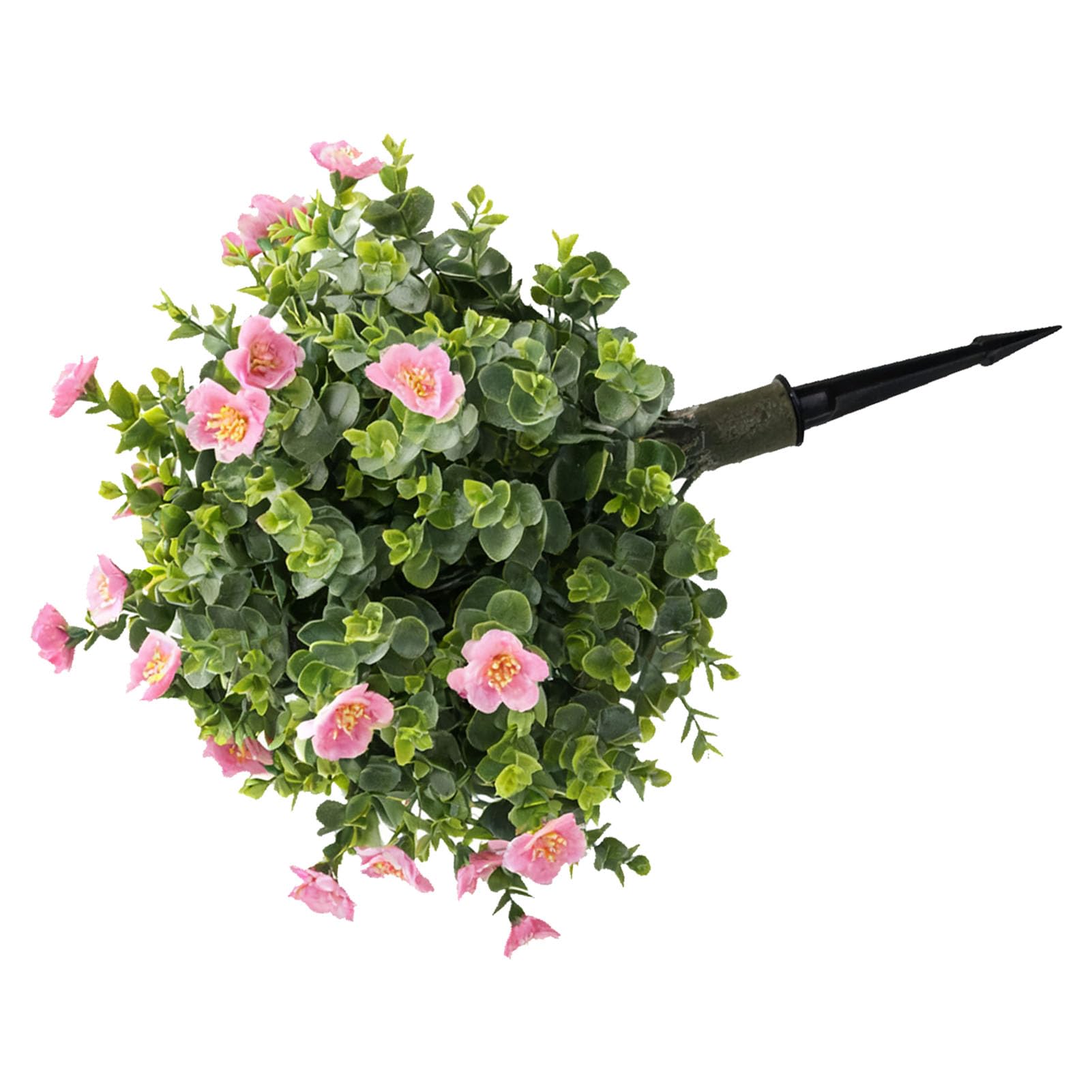 Sztuczne Drzewka Kulkowe Topiary, materiał PE, Realistyczny Design z Różowymi Kwiatami, 17,8 Cala do Użytku na Zewnątrz i Wewnątrz