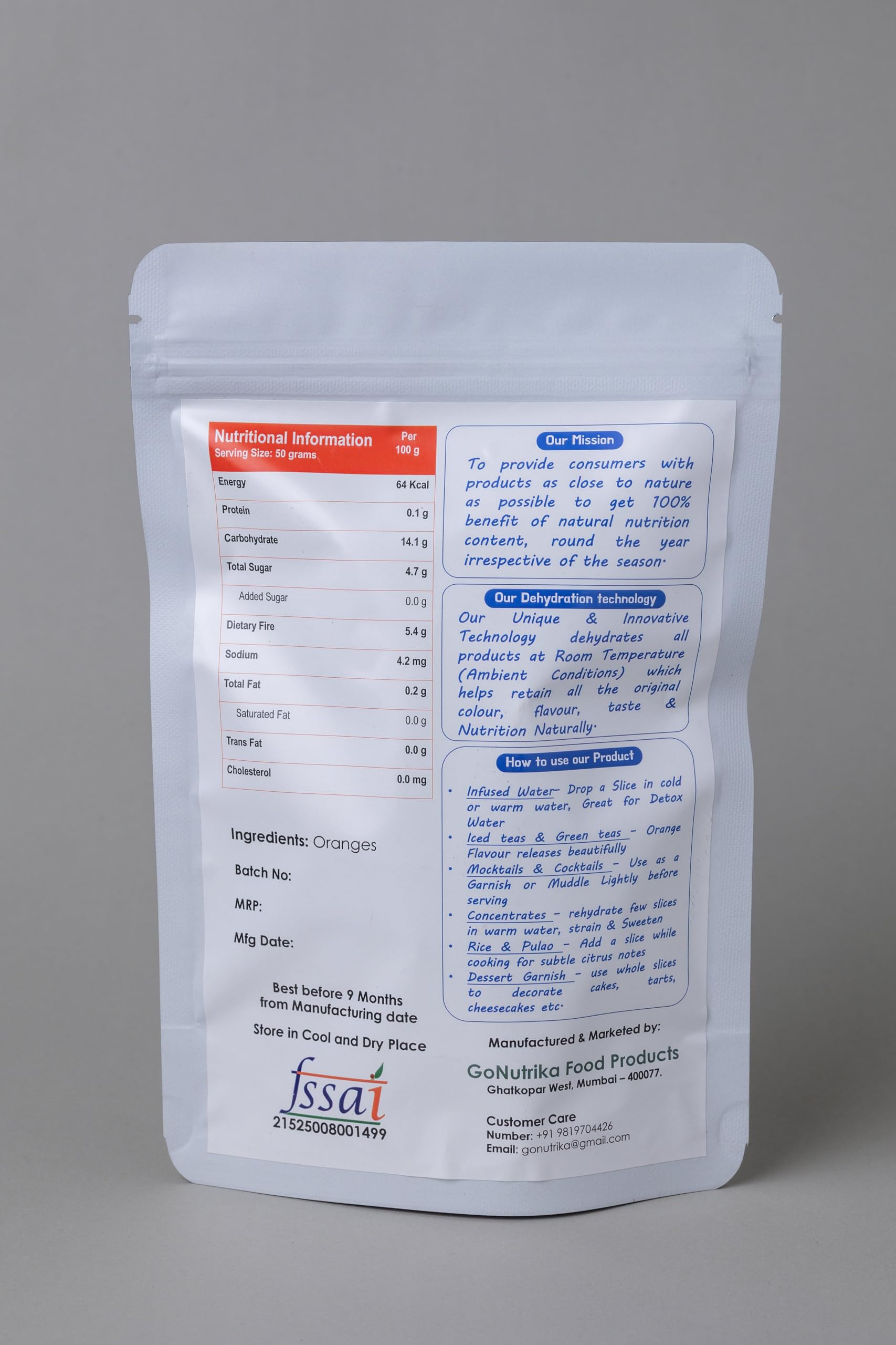 GoNutrika Dehydrated Orange Slices, 100% Natural Fruit, No Added Sugar, Vegan Friendly, Gluten Free, 50 Grams 1
