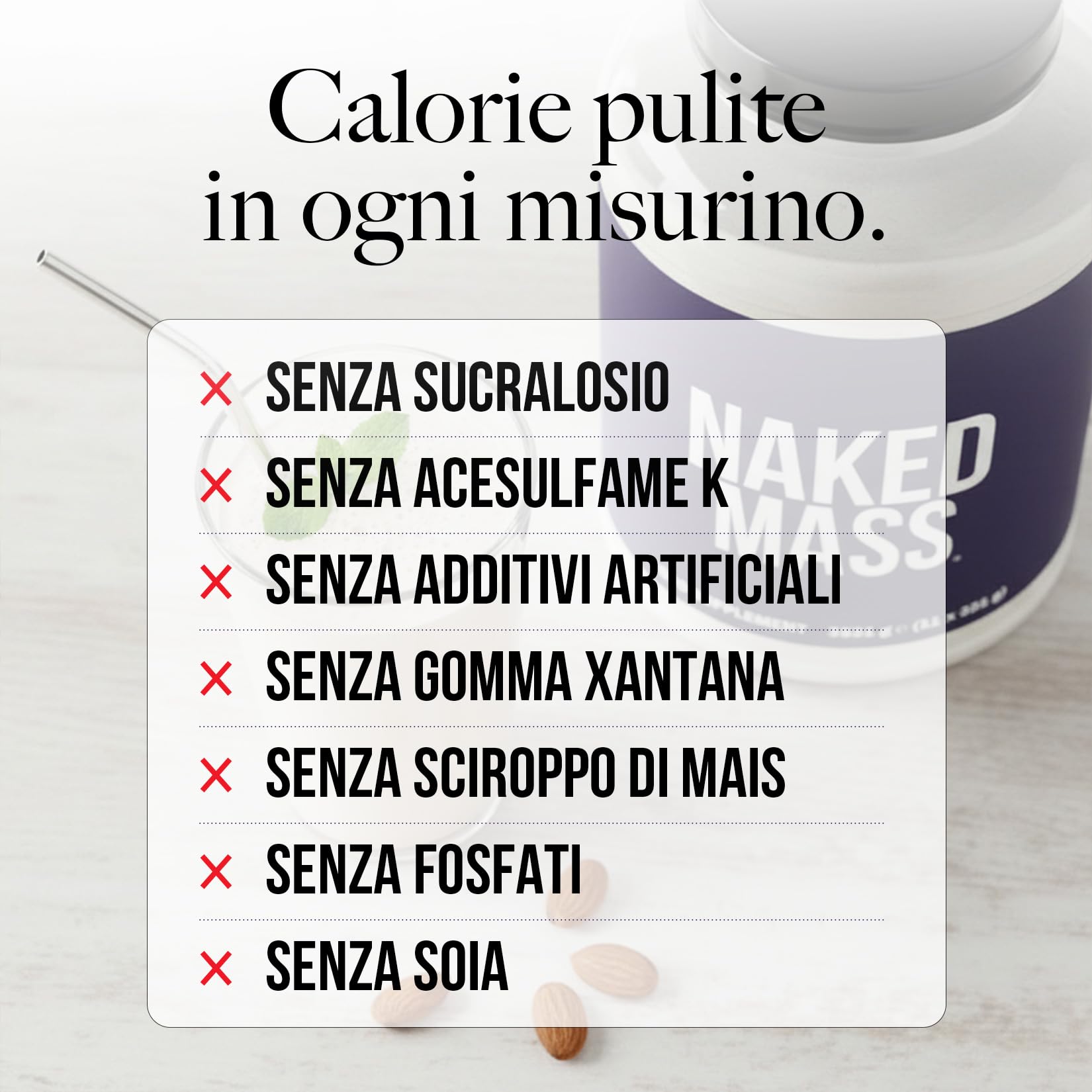 NAKED Mass - Gainer Naturale in Polvere Senza Aroma per Aumento di Massa e Peso - 3531 g - Senza OGM, Glutine e Soia. Nessun Ingrediente Artificiale - 1.216 Calorie per Porzione