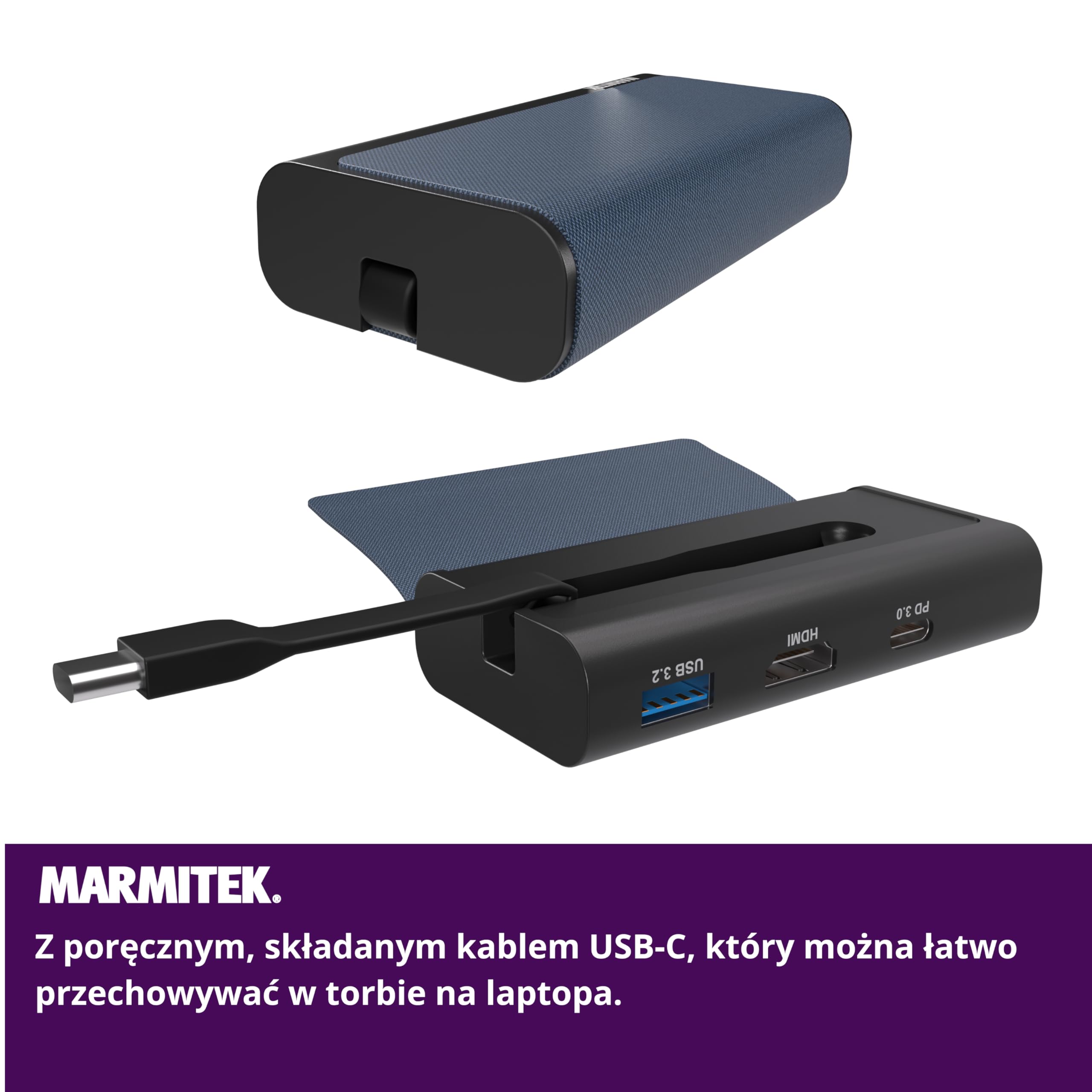 Hub USB C 4 w 1 - Marmitek Hub USB-C 4 - Adapter USB C HDMI 2.0 - Stacja dokująca USBC (HDMI, USB-C, USB-A, Ethernet RJ45 - Kompatybilny z iPhone 15, MacBook, iPad Pro, Surface, Galaxy S24-USB 3.2