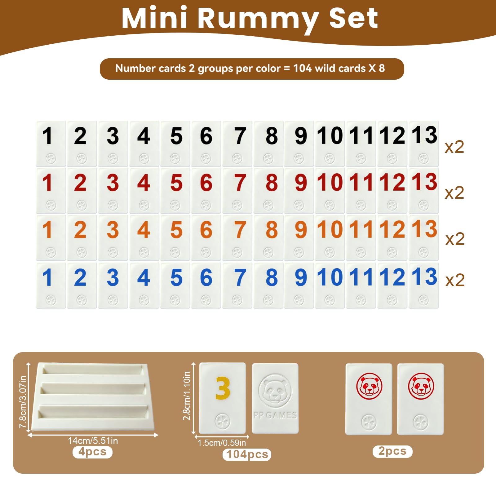 Rummy gra planszowa, Rummy gry podróżne zawiera 104 karty numeryczne 2 uniwersalne karty 4 uchwyty na karty 1 instrukcja obsługi, klasyczna gra planszowa puzzle