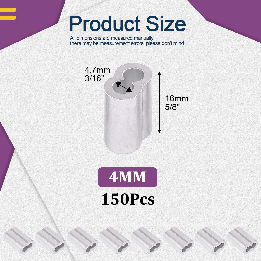 Swpeet 100Pcs 5/32" - 4mm Aluminum Crimping Loop Sleeve for Wire Rope and Cable or Anything Else Require Strong Cable — Amazon image 2