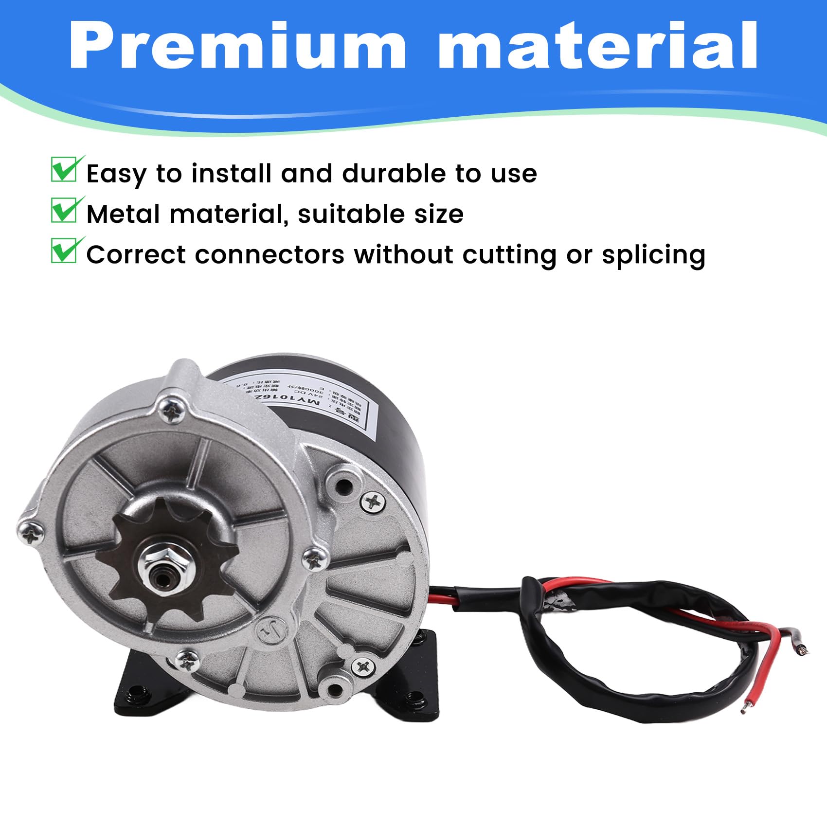 Motor Eléctrico Reductor de Engranajes de 24 V y 350 W con Piñón de 9 Dientes, Motor de CC Cepillado, Reductor Universal para Bicicletas Eléctricas y Scooters.