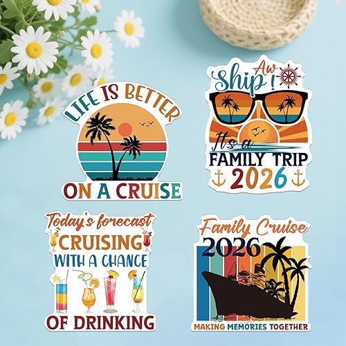 Miniatura 3 de Decoraciones magnéticas grandes para puerta de crucero, 4 piezas de Wxiben 2026, decoración retro para puerta de crucero, navegación marítima,