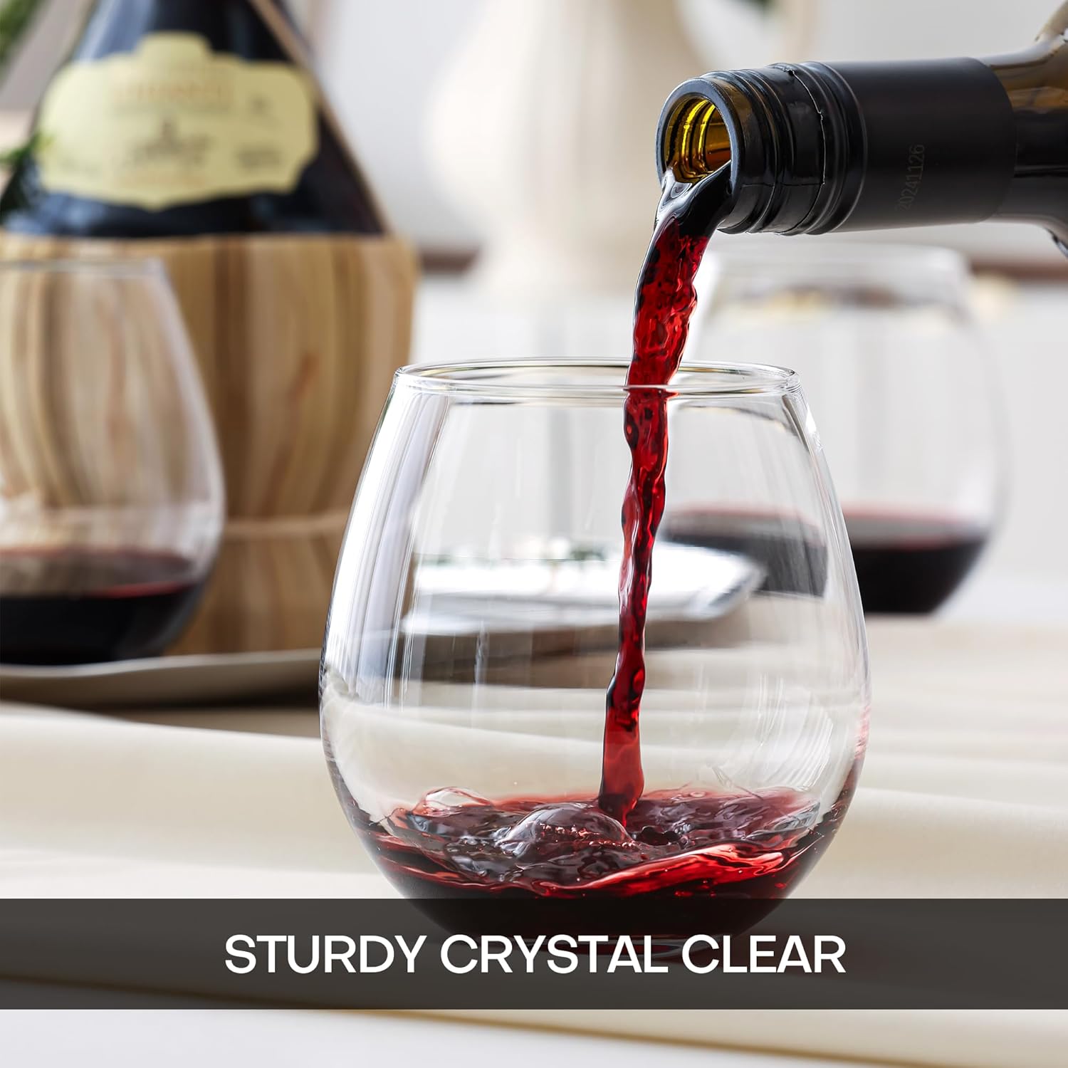 Stemless Wine Glasses Set of 4, 15oz Red & White Wine Glasses for Daily Use, Wedding, Birthdays, Housewarming Gift, Hosting, Home Bar, Evening Party(Clear) - Image 4