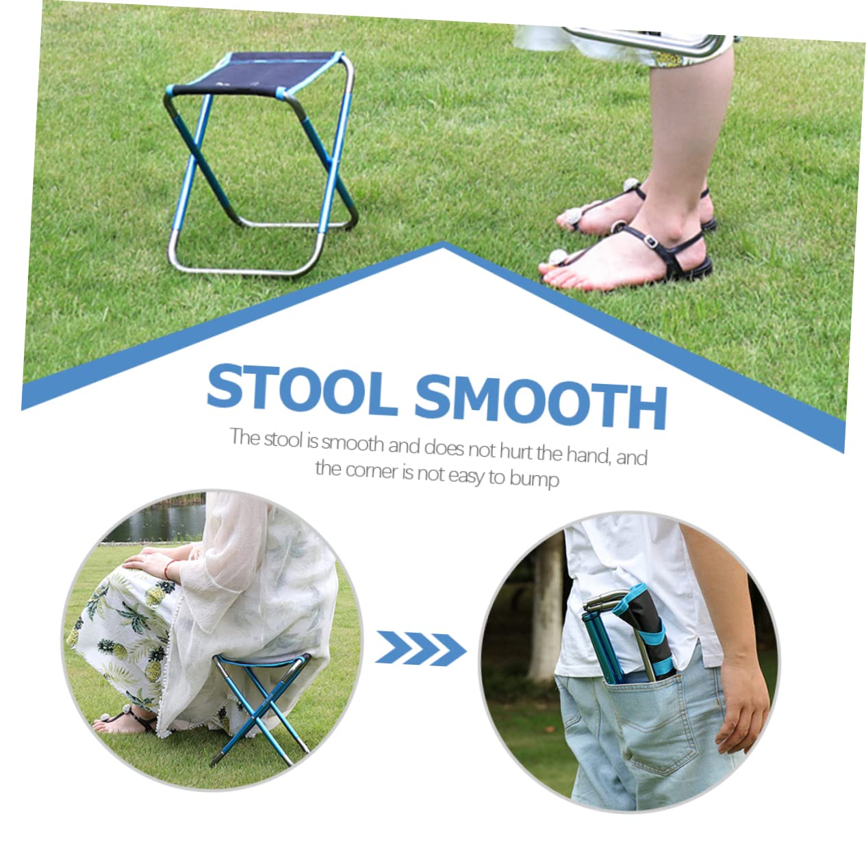 VANZACK Sgabello Campeggio Pieghevole Portatile in Lega di Alluminio Blu | Vacanze Estive, Tessuto Oxford, Borsa Inclusa, Design Compatto per Viaggio e Spiaggia