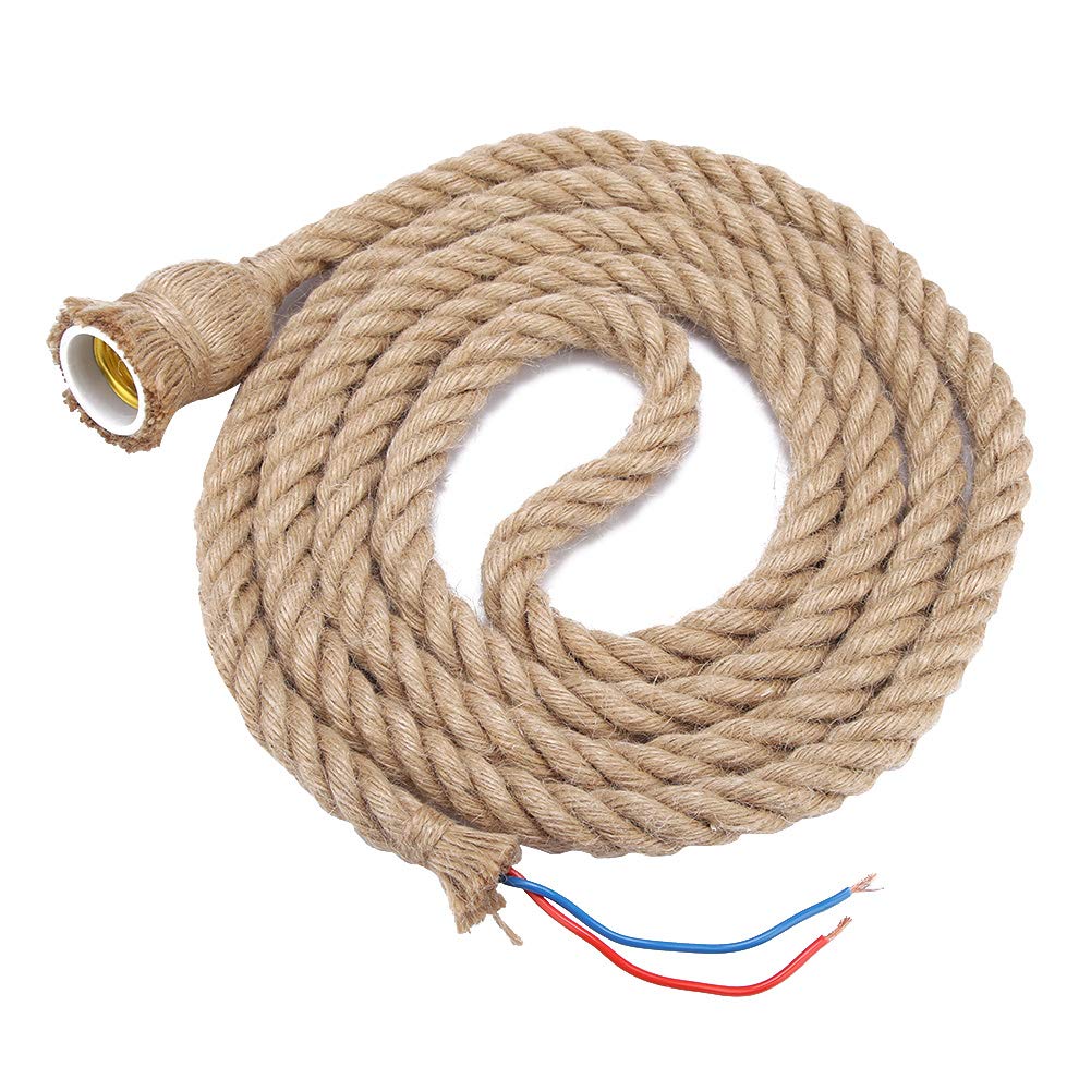 Lampe corde de chanvre E27 pour habiller un haut plafond sans style