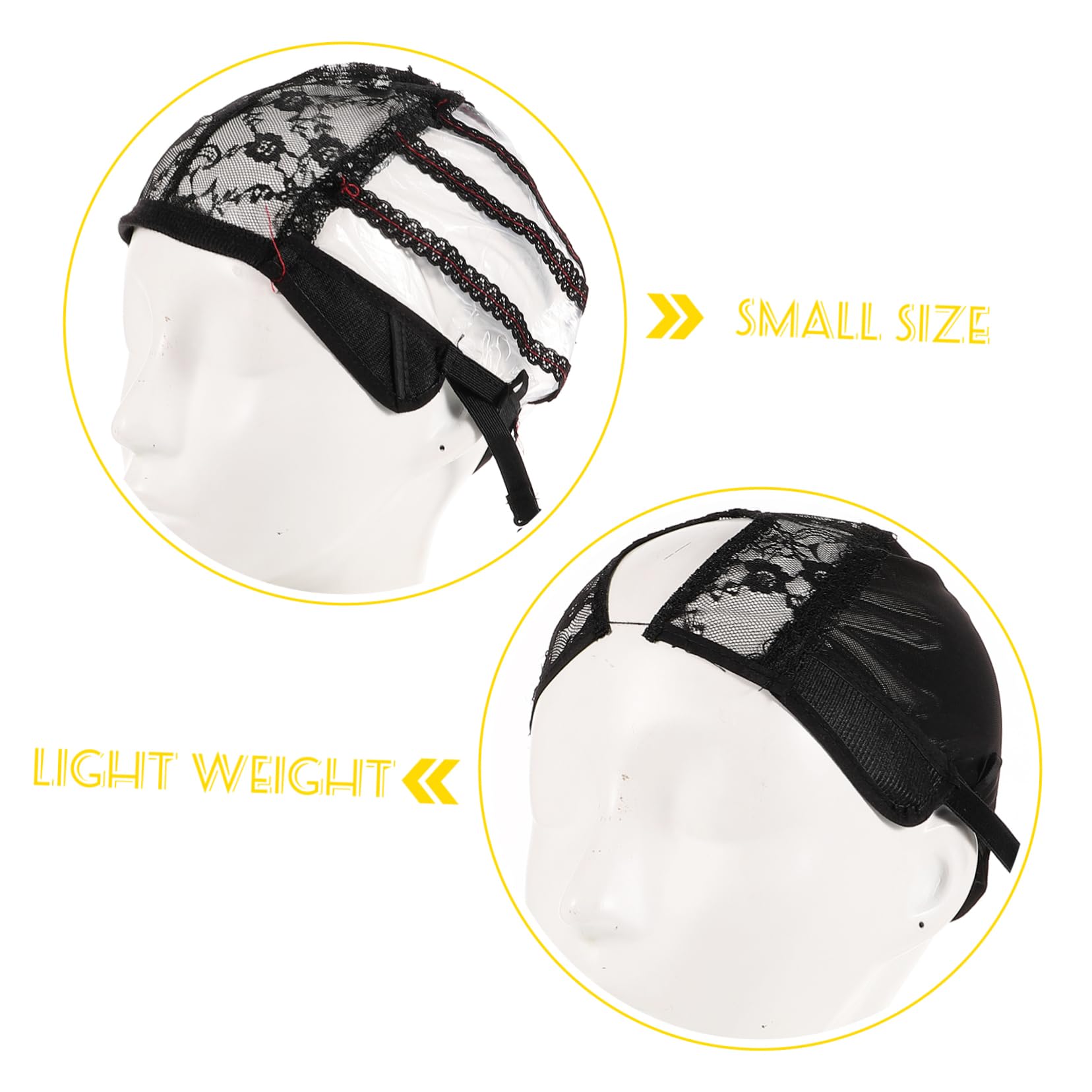 FRCOLOR 2pcs Shaped Stretchy Lace Wig Caps Lightweight Breathable Hairdressing Net Covers for Women Soft for Comfortable Wear for Wig Installation