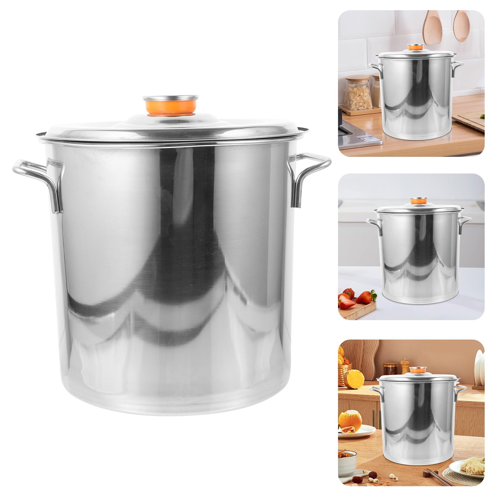 Pentola in Acciaio Inox per Cucina Manici, Design Lucido e Liscio, Pentola Grande per Zuppa e Bollitura, per Preparare Gamberi e Zuppe