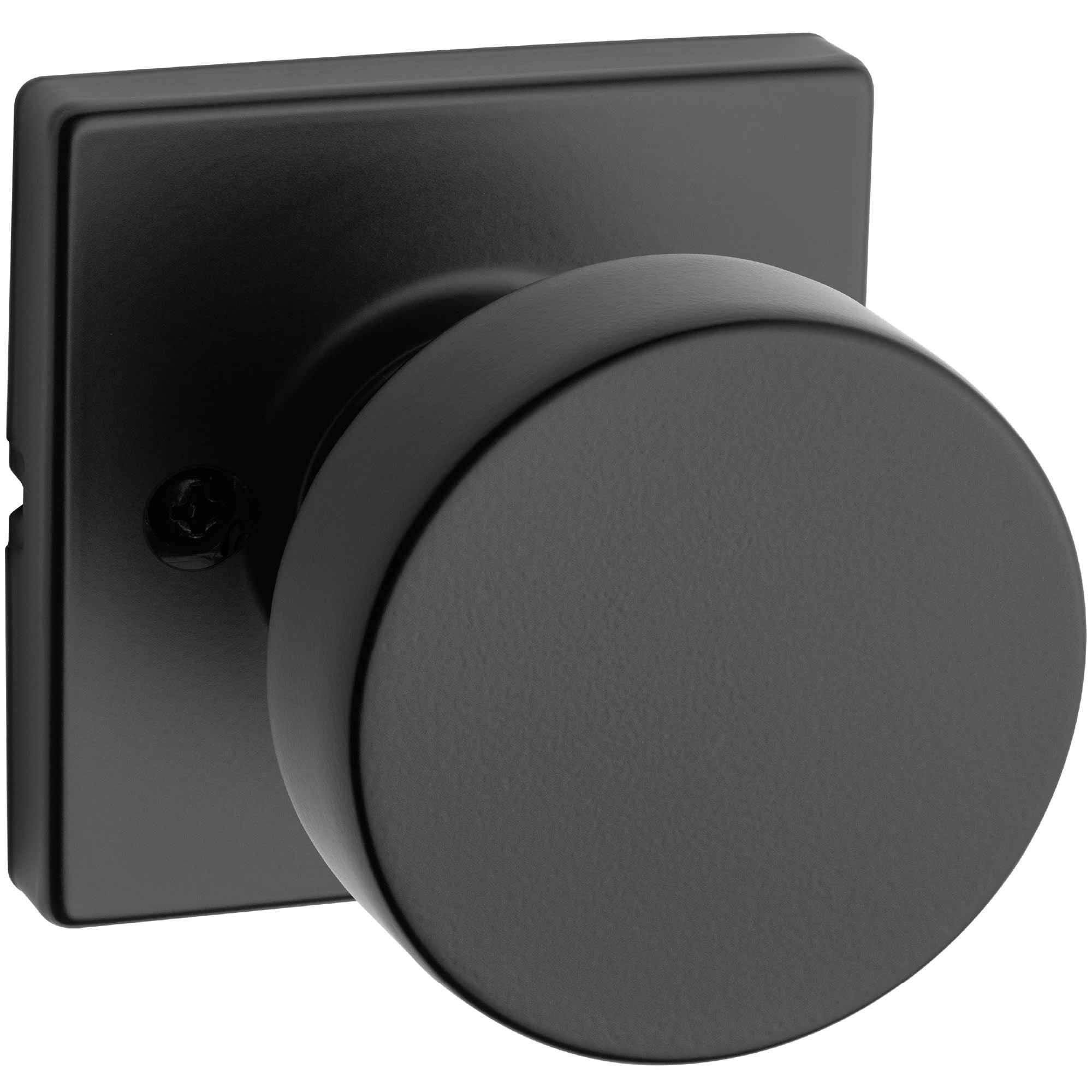 Kwikset Matte Black 97402-854 Pismo Keyed Entry Door Knob Featuring Smartkey Security, Round, Iron Black