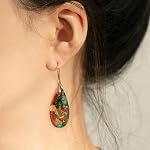 Sriomu Boucles d'oreilles Drop Dangle de la pierre de guérison naturelle