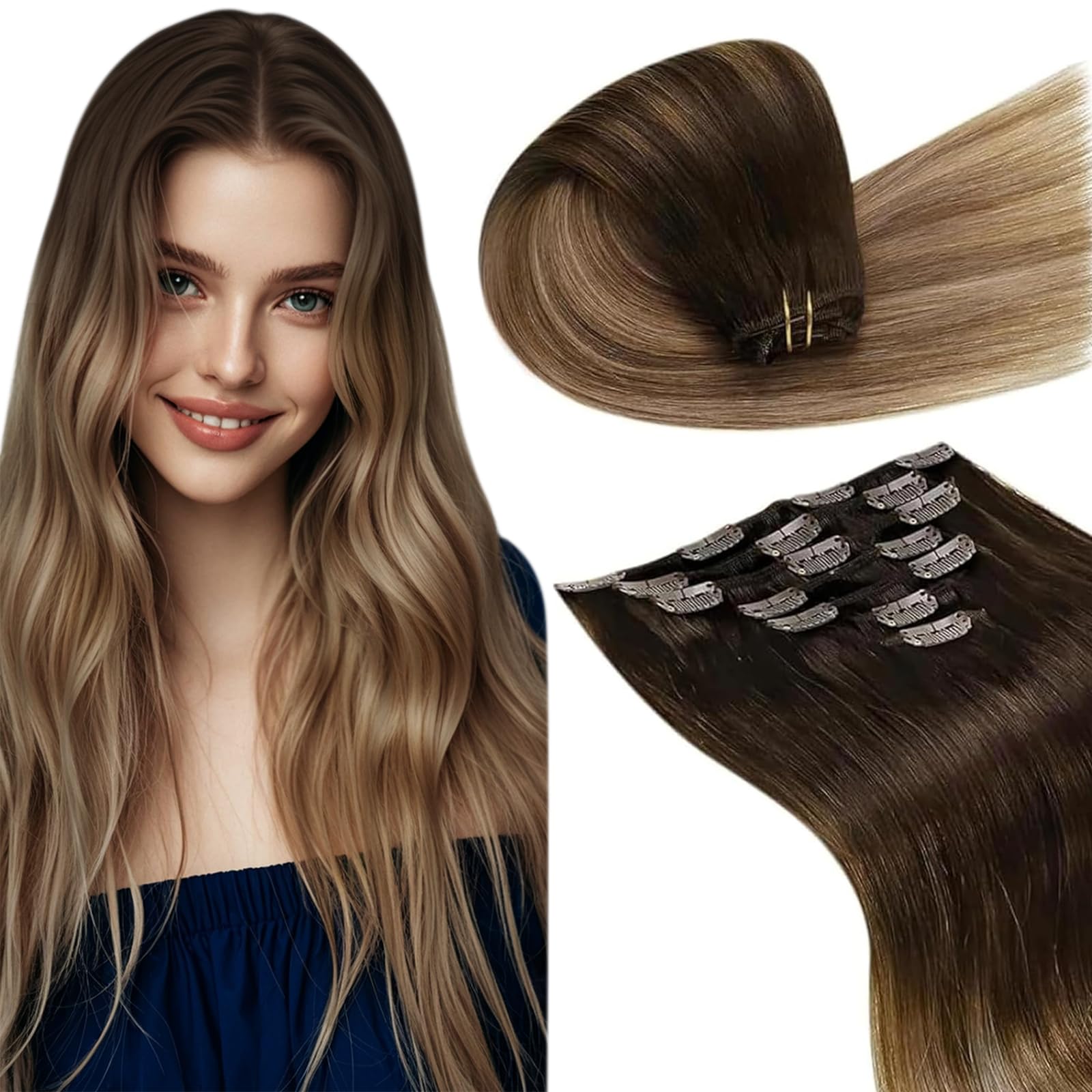 LaaVoo Extensions Echthaar Echt Haar Extension Clip Haarverlängerung Echthaar