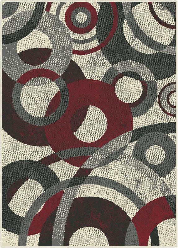 SrS Rugs® Luna Collection, Living Room Rugs, Hallway Runners, with Soft Smooth 8mm Pile. Contemporary Borders Design. 7 Colours, 9 Sizes (Circles Red, 160cm x 225cm) — image 1