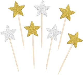 50 Pcs Star Cupcake Toppers Glitter Twinkle Star Cupcake Picks for Weddi...