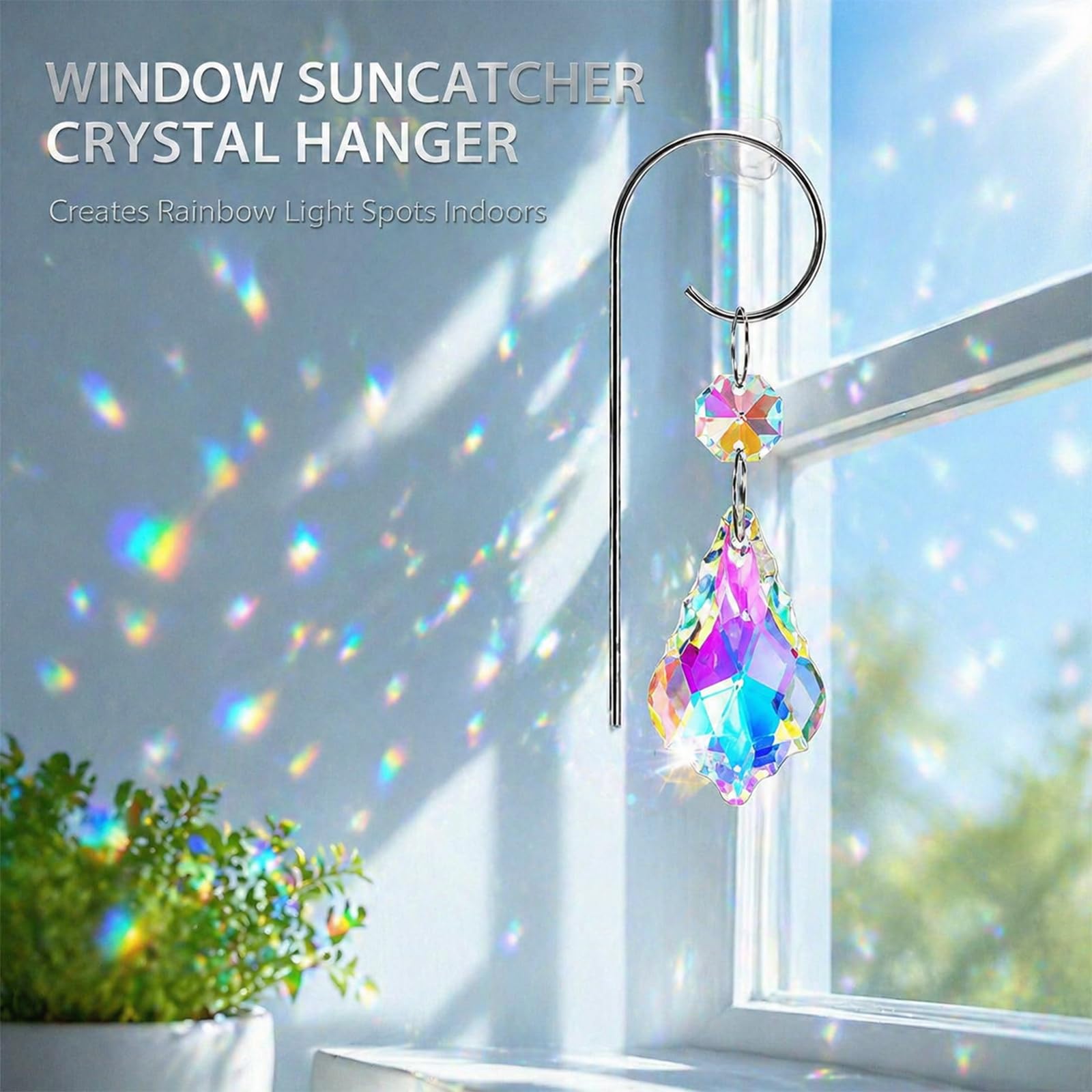 Set 4 Mini Supporti per Piante con Prismi di Cristallo, Decorazione Solare per Vasi, Cattura Raggi per Interni e Piccole Piante
