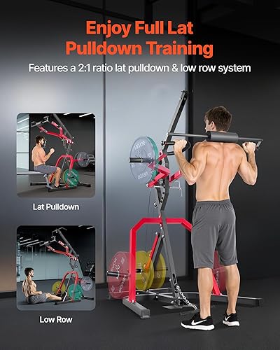 Miniatura 2 de VEVOR Equipo de gimnasio en casa, gimnasio de apalancamiento con sistema de fila baja LAT de relación 21, máquina de entrenamiento de fuerza para