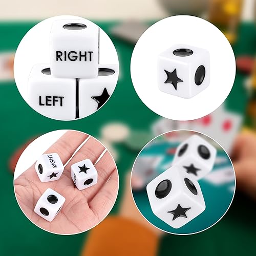 Miniatura 3 de Ouligay Juego de dados de centro izquierdo y derecho, juego de dados LRC con 3 dados y 40 dados de fichas de colores para centro izquierdo y