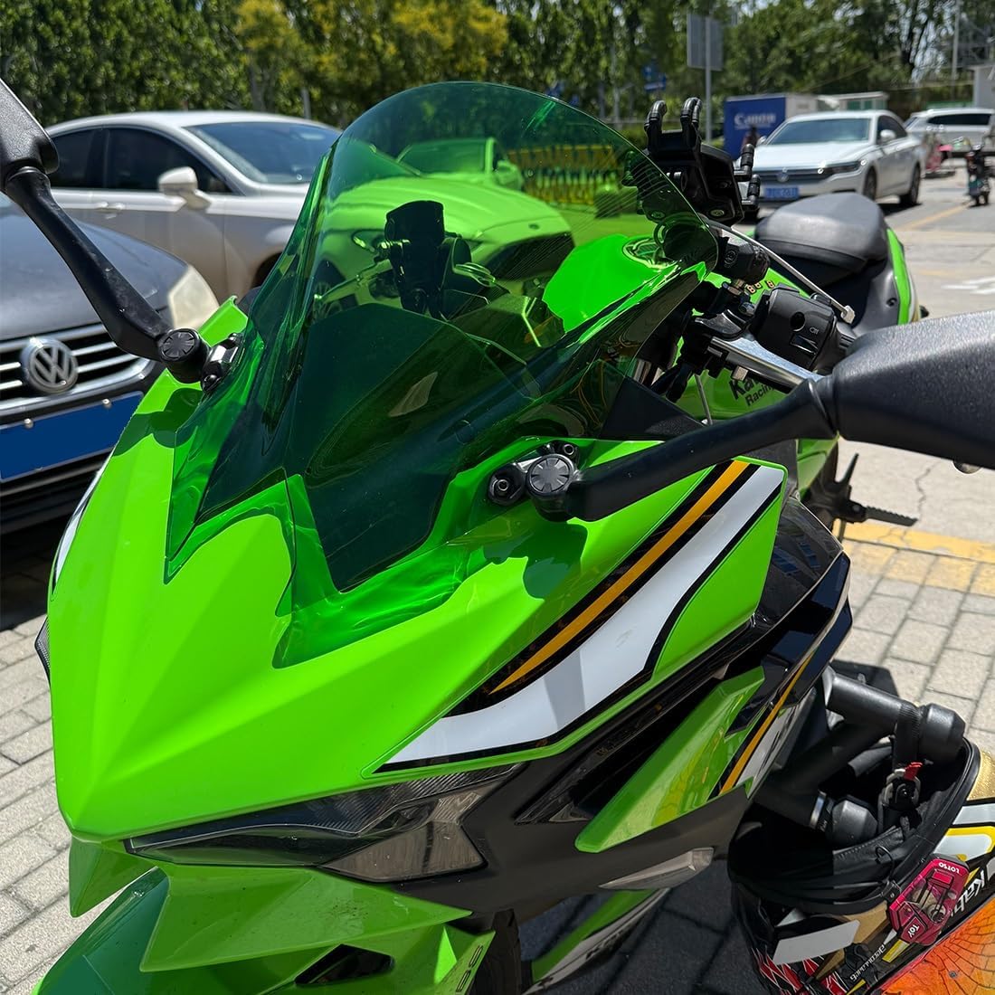 15" Racing Windshield Replacement for Ninja500 Ninja 500 SE 2024-2025 Motorcycle PC Windscreen Wind Deflector Protector Front Fairing (Dark Smoke)