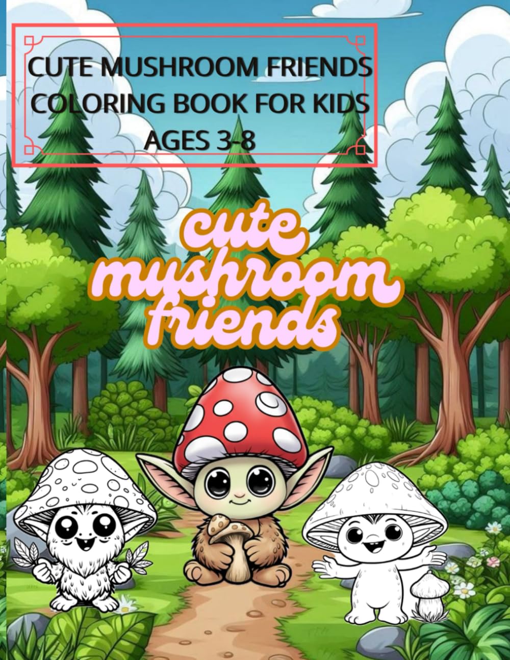 Cute Mushroom Friends Fun Coloring Book for Kids Ages 3–8