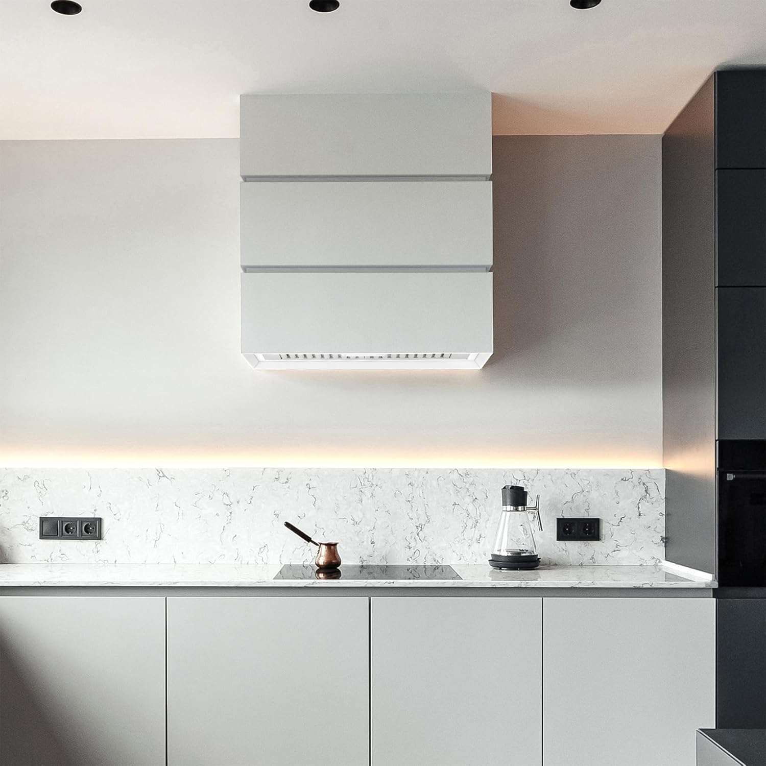 Akicon 30" White Stainless Steel Wall Mounted Range Hood