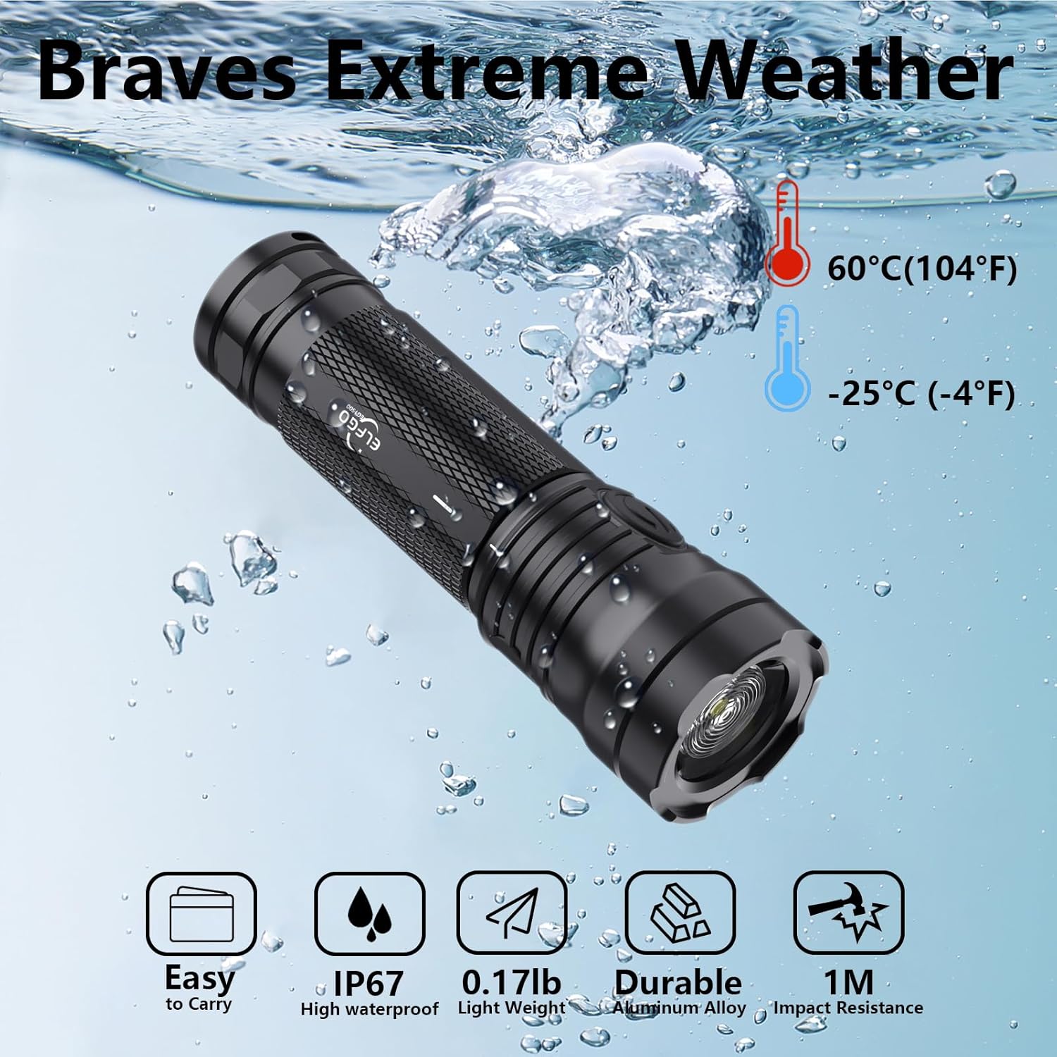 1500Lumens Outdoor Flashlight,LED Flashlight Flash Light Duty Rechargeable Flashlights with USB C IP67 Strobe Handheld Flashlight for Outdoor Medical Camping Emergency Work Light Repair