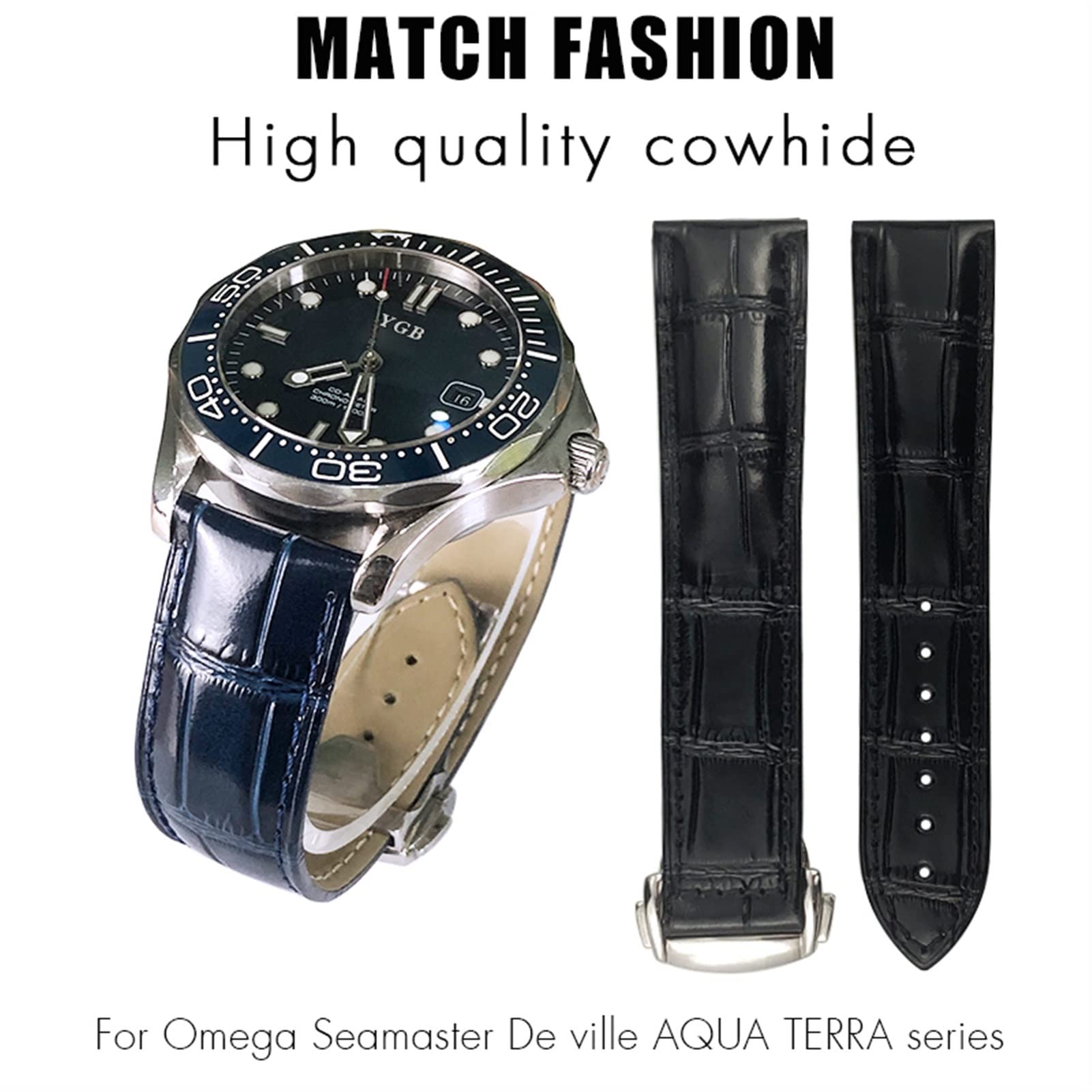 SERDAS Cinturino in vera pelle 20mm 22mm 18mm 19mm 21mm Fit per Omega Seamaster AT150 Diver 300 De Ville Cinturino in pelle di coccodrillo