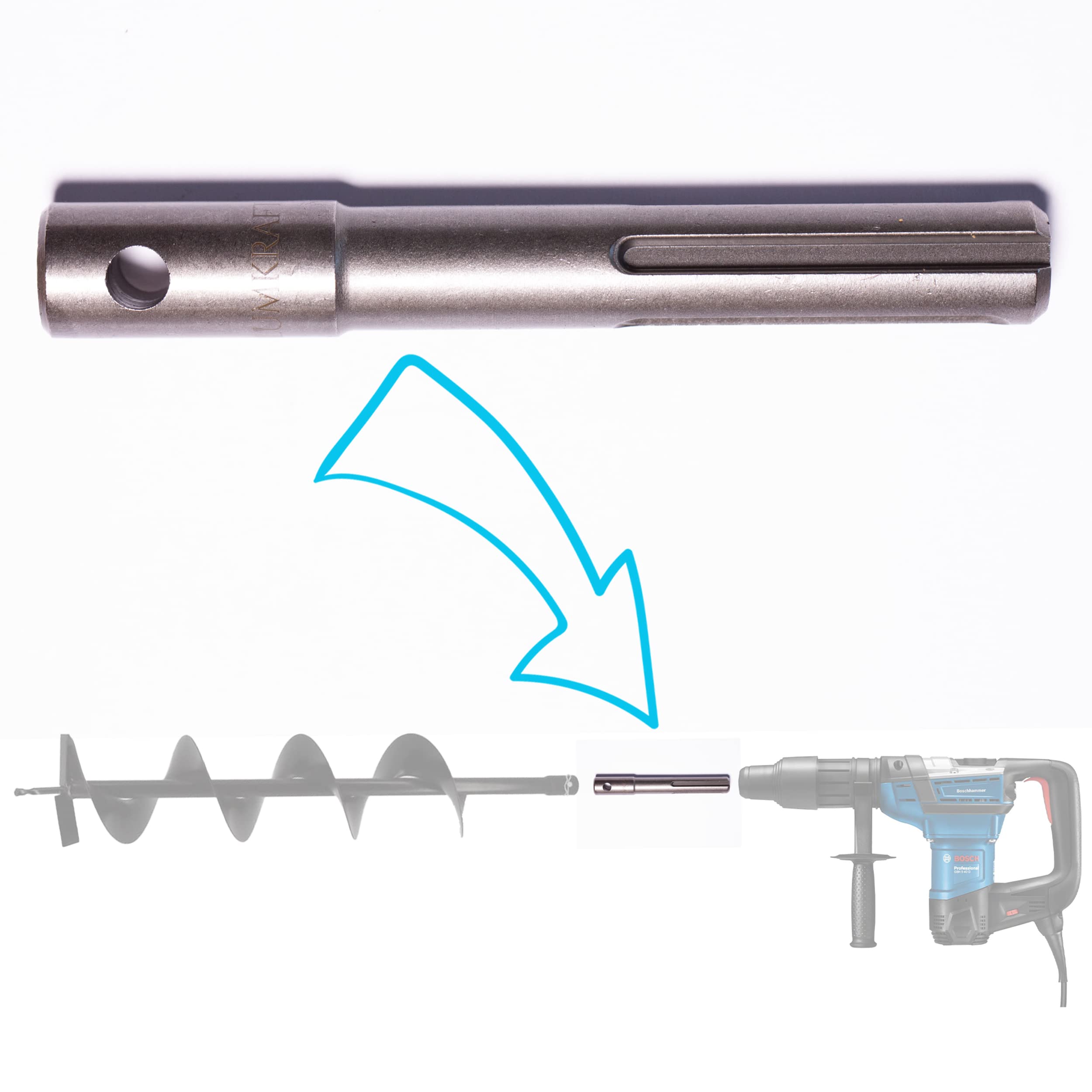 Adaptateur SDS Max Pour Tarière - Compatible Perceuses Sans Fil - Boulon Acier Ressort - Plantation De Pieu Facile