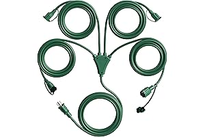 Stright 1 to 4 Splitter Extension Cord for Outdoor Christmas Decorations -...