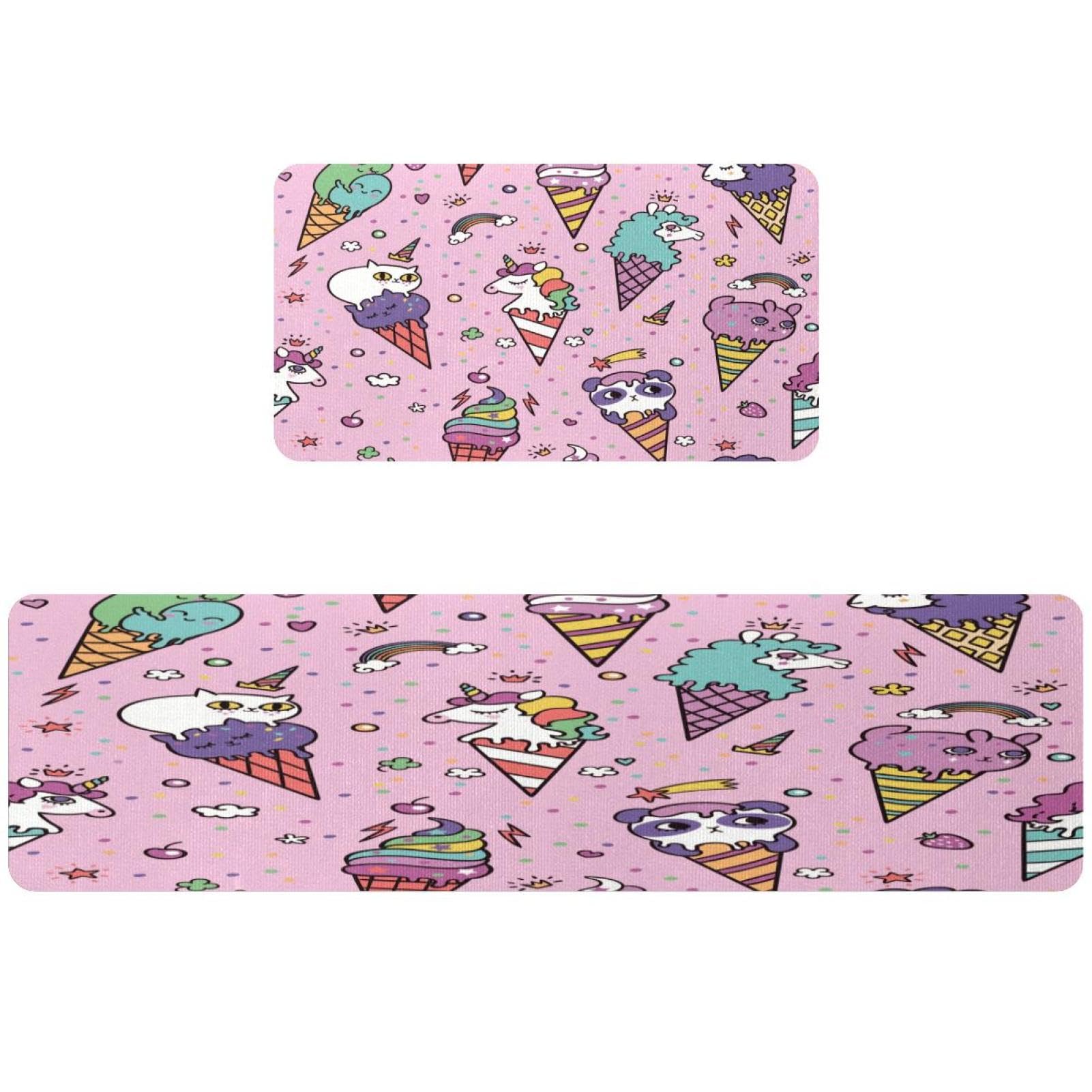 Tapis de cuisine motif chat licorne lot de 2 antiderapant pour couloir colore
